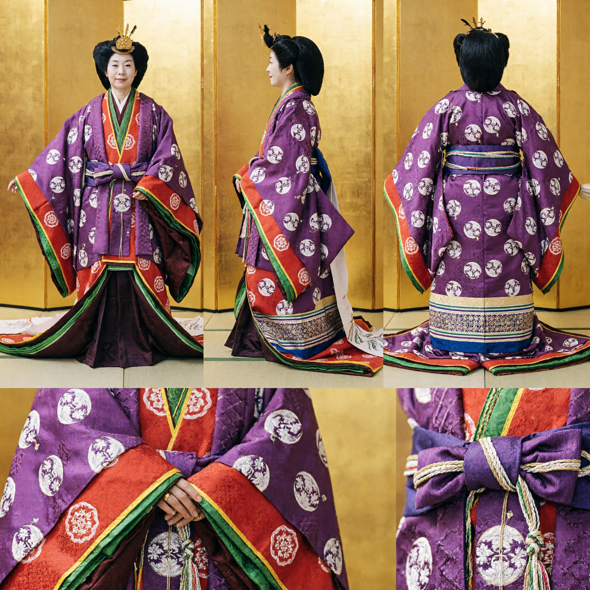 Costume Kimono de la période Heian japonaise traditionnelle Junihitoe, tenue de dame de cour noble violette pour femmes - Asian Costume