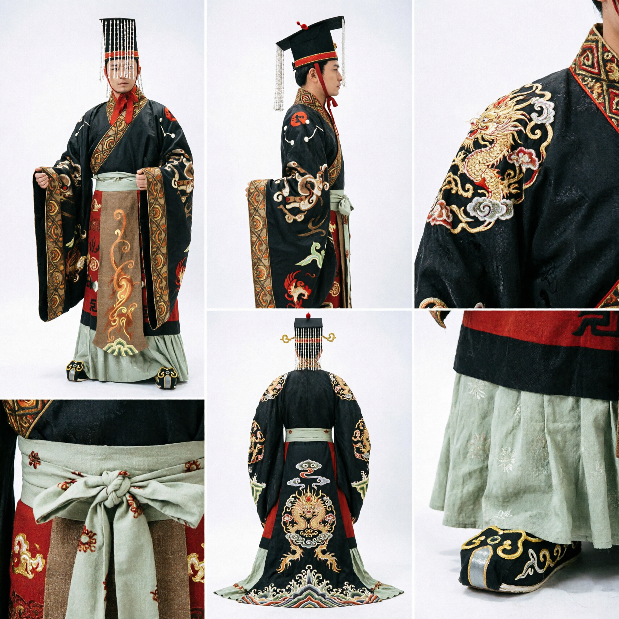 Traje do Imperador Chinês Antigo Masculino, Robe do Rei da Dinastia Han, Hanfu Tradicional para Performance no Palco - Asian Costume