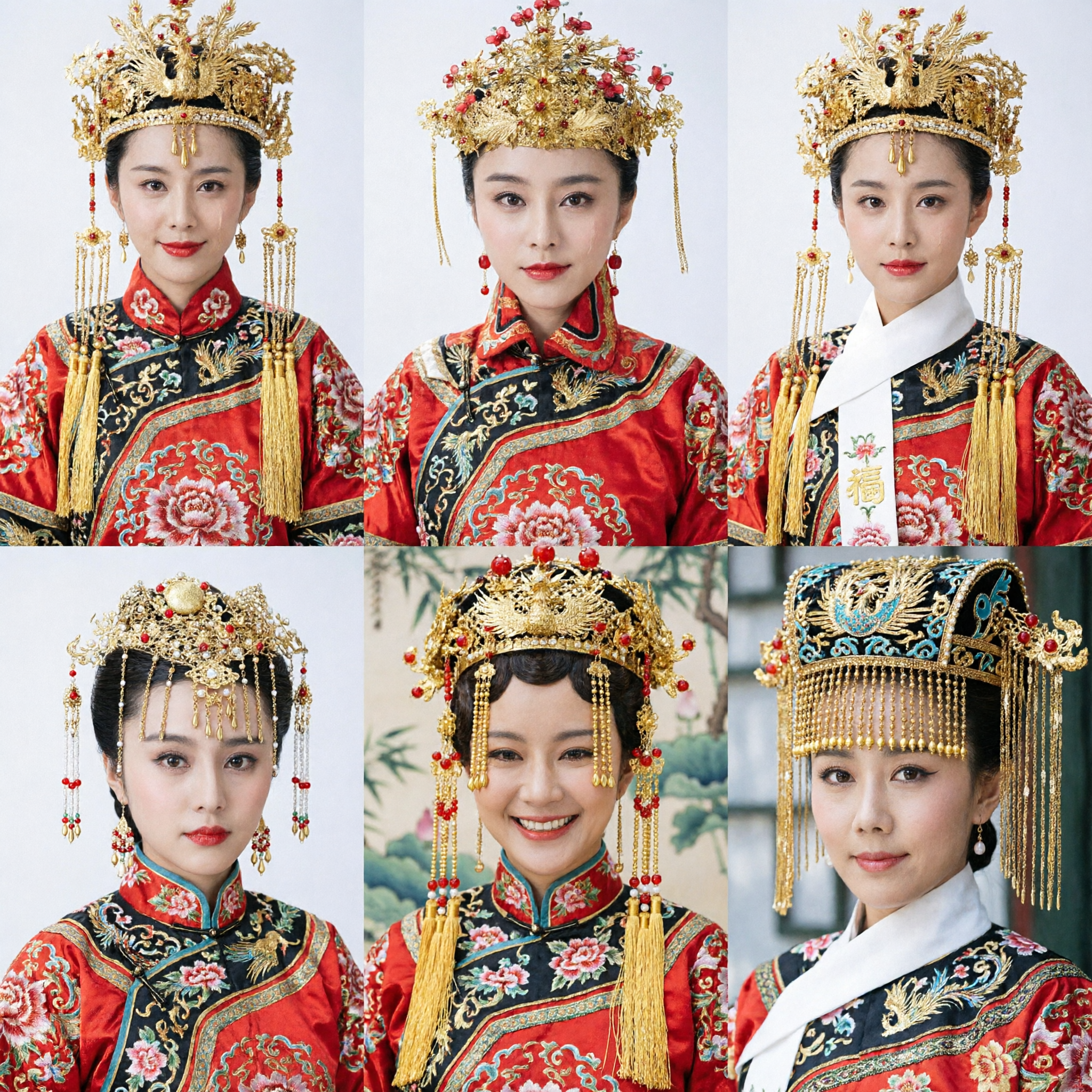 伝統的中国 金鳳凰冠 花嫁用髪飾り 古代婚礼ヘアジュエリー 漢服コスプレ用 - Asian Costume