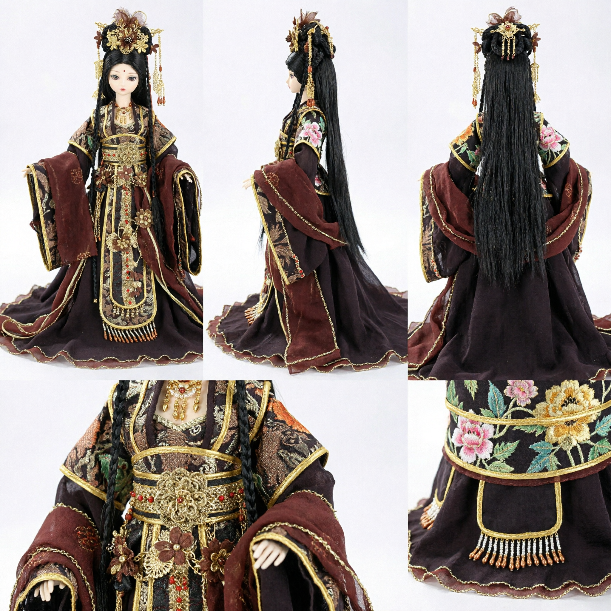 Hanfu traditionnel chinois exquis, costume ancien pour poupée BJD, robe de princesse de la dynastie Tang avec broderie dorée - Asian Costume