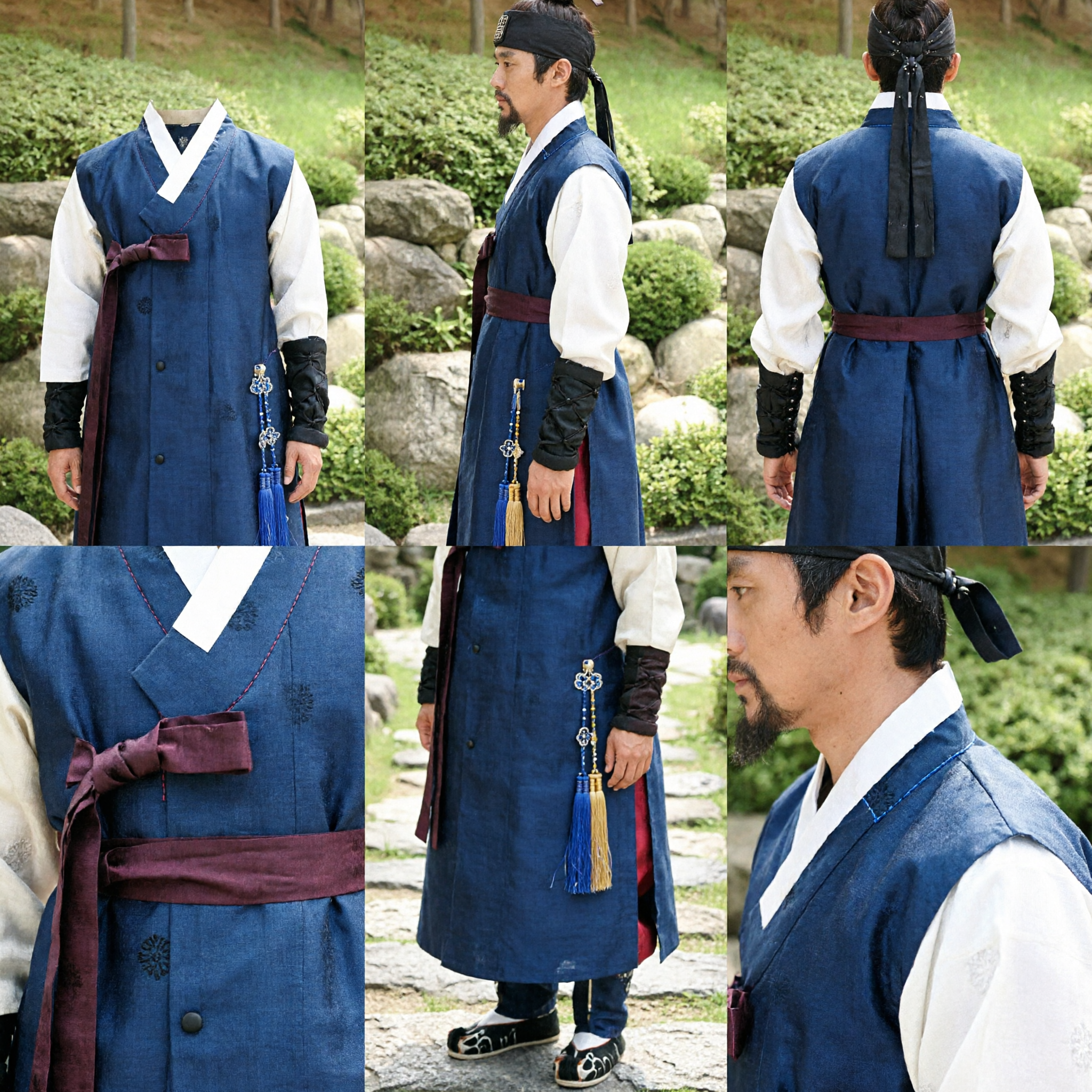 Traditional Korean Hanbok Couple Costume Set Ancient Warrior Guard Uniform for Men and Women Historical Cosplay - Asian Costume