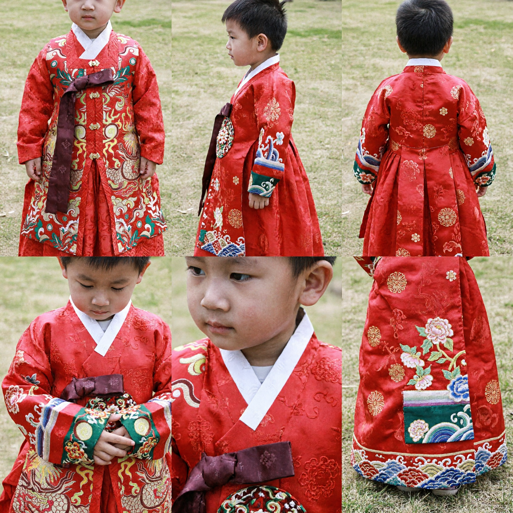 Jungen Traditionelles chinesisches Drachengewand Rotes Hanfu-Kostüm für Hochzeit und Neujahrsfest Kinderkleidung - Asian Costume