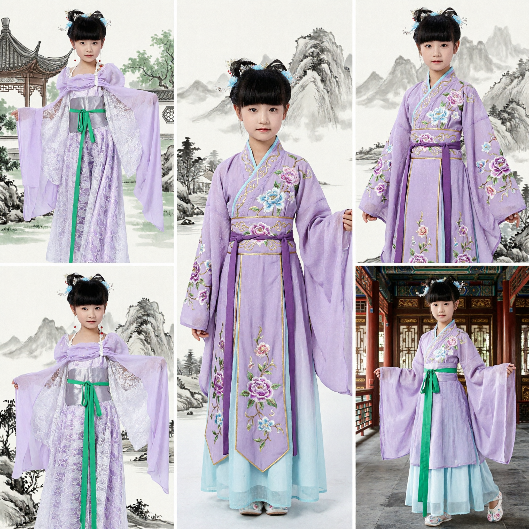 Costume Hanfu violet pour filles, robe de fée traditionnelle chinoise, tenue de princesse ancienne pour spectacles et fêtes enfants - Asian Costume