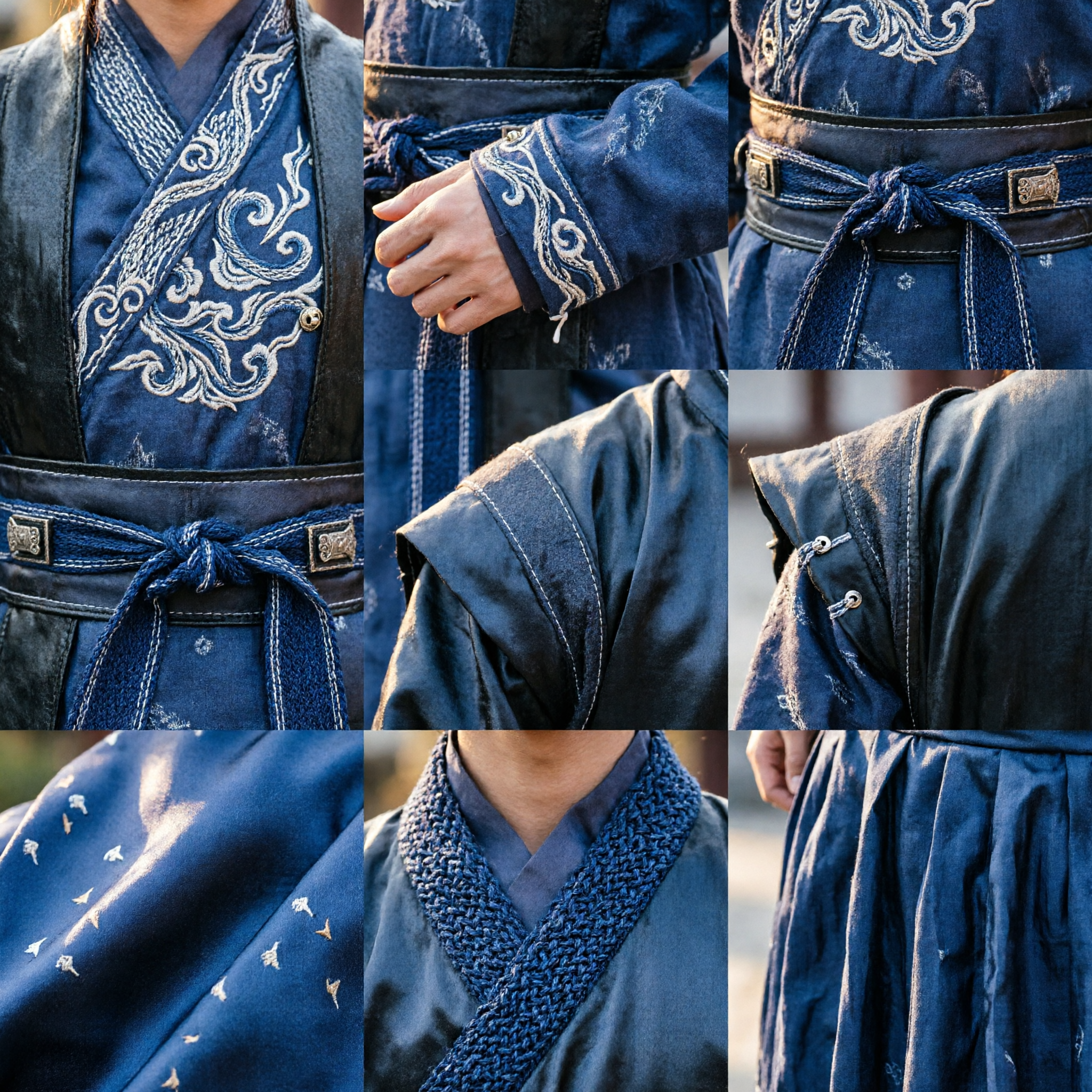 中国伝統 古代騎士 ウィッグ＆ダークハンフ 衣装セット 男性用 歴史コスプレ - Asian Costume