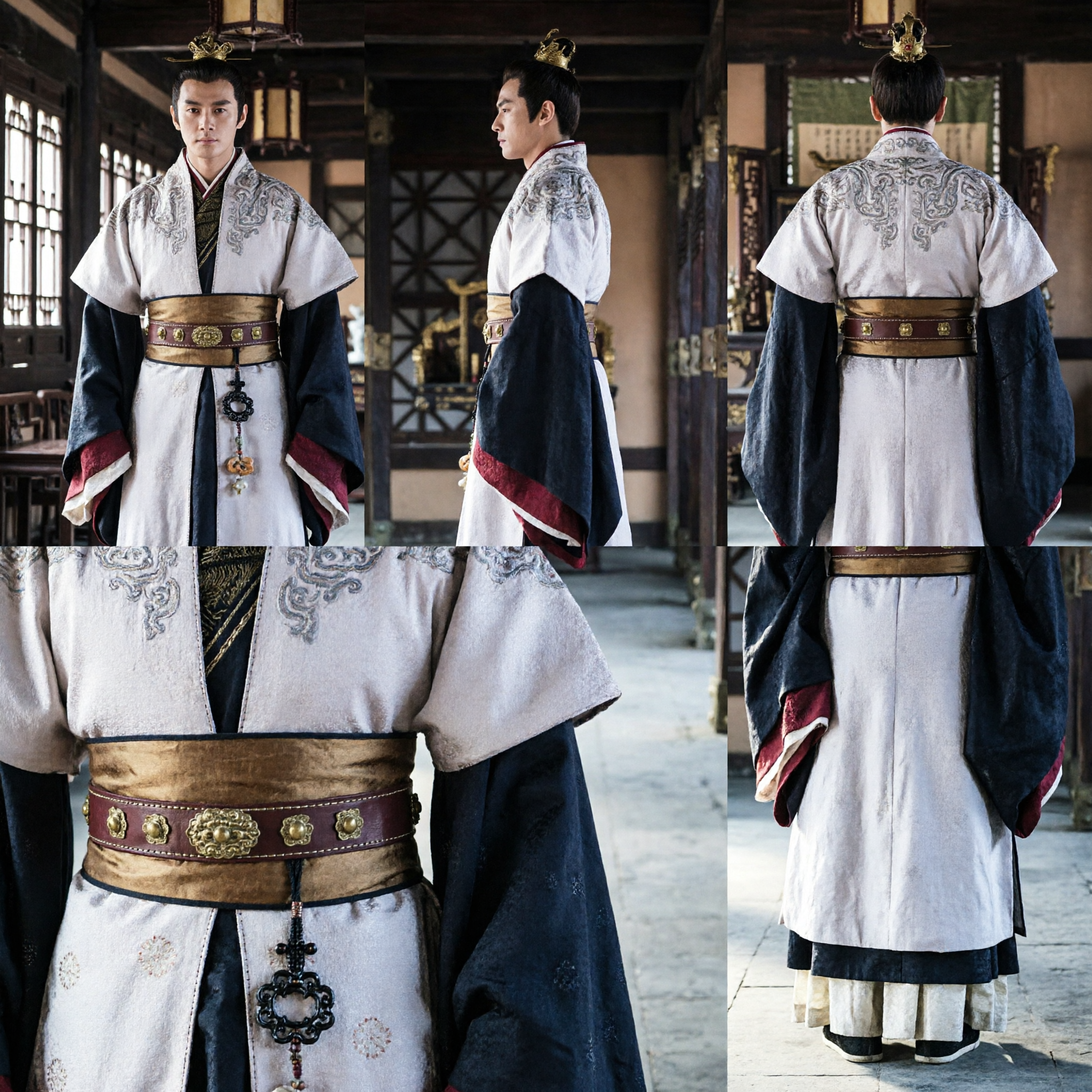 Costume Hanfu da Principe Antico Cinese per Uomini, Veste Nobile Ricamata Tradizionale per Cosplay e Spettacoli - Asian Costume