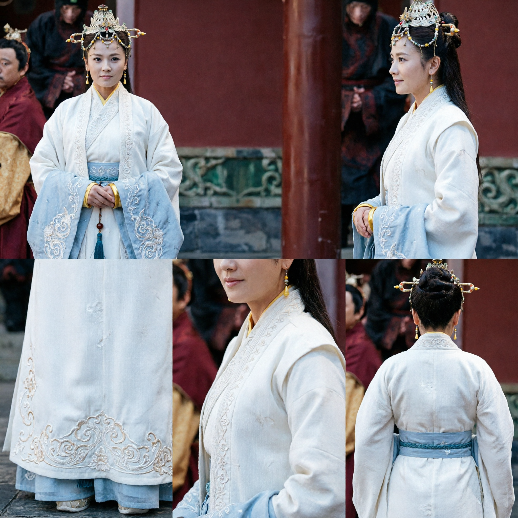 Juego de Traje Hanfu de Princesa China Antigua con Intrincado Tocado Plateado para Cosplay Histórico de Mujer - Asian Costume