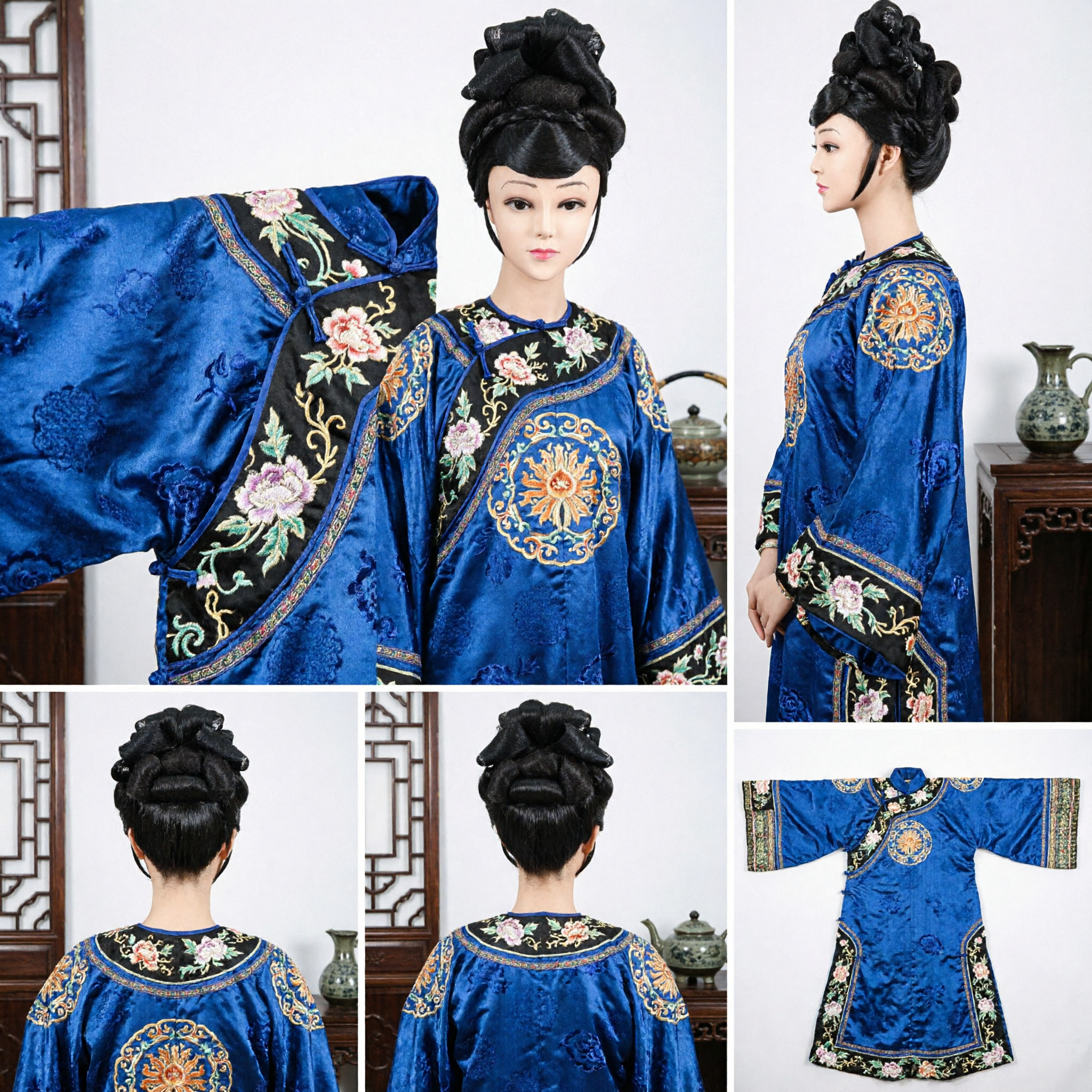 Traditioneel Chinees Antieke Stijl Pruik Zwart Hanfu Haarstuk voor Vrouwen Cosplay Wuxia Kostuum Opsteekkapsel - Asian Costume