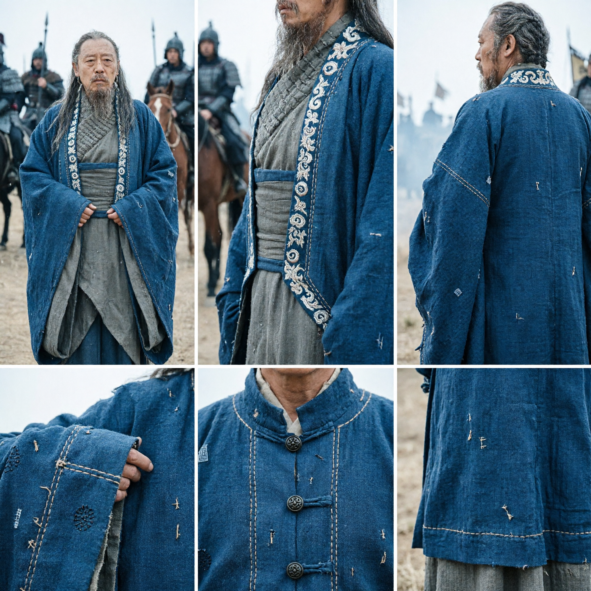 Costume Sima Yi dei Tre Regni Antica Cinese Veste Blu Abbigliamento Hanfu per Uomini da Dramma Storico - Asian Costume