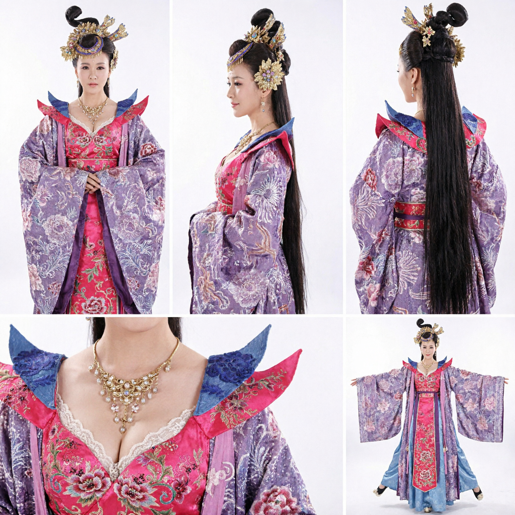 Accessoires de cheveux anciens chinois traditionnels de palais impératrice, couronne phénix dorée, parure pour costume Hanfu pour femmes - Asian Costume