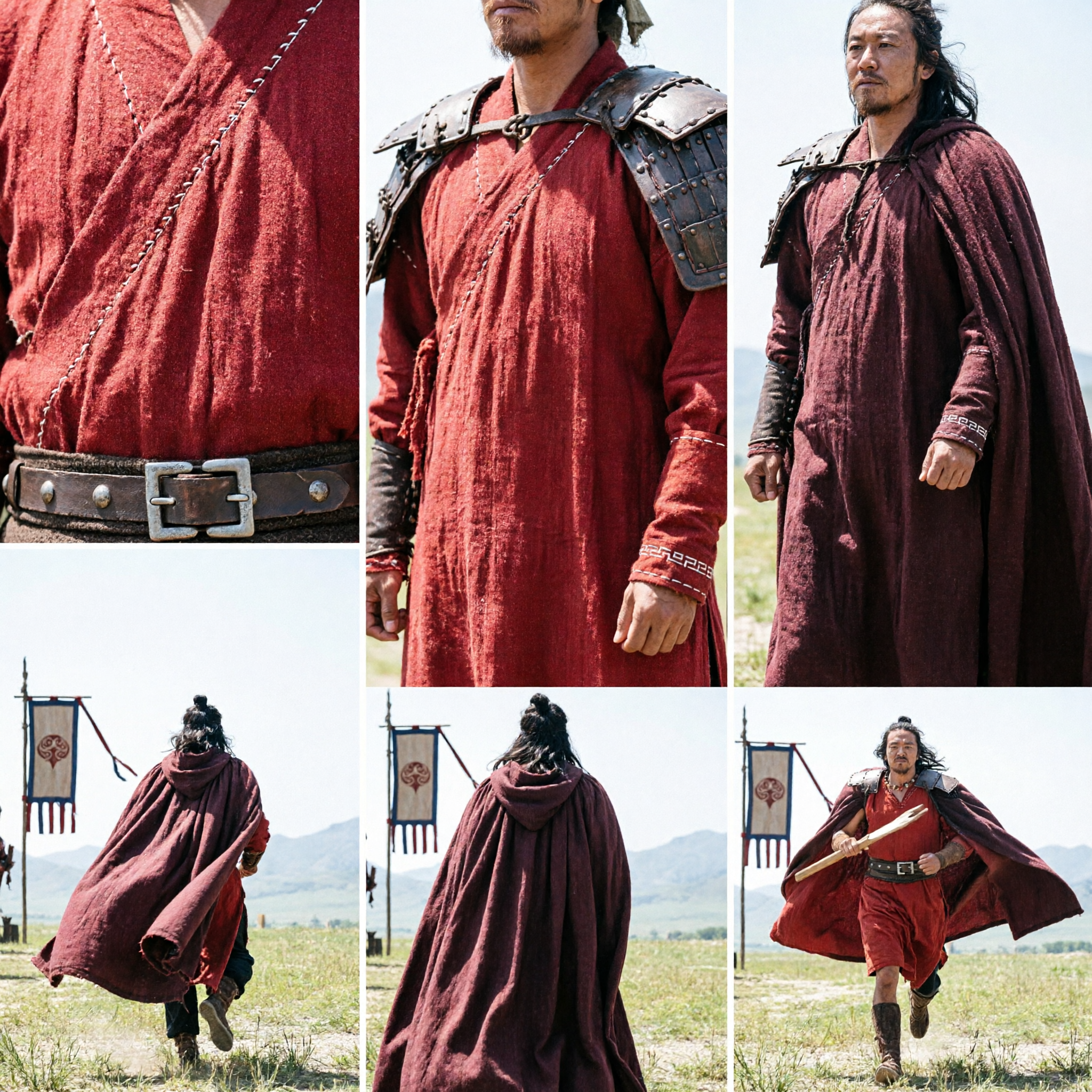 Męski starożytny chiński strój do cosplayu wojownika-generała, czerwona szata, zbroja, peleryna, historyczny strój Hanfu na scenę - Asian Costume