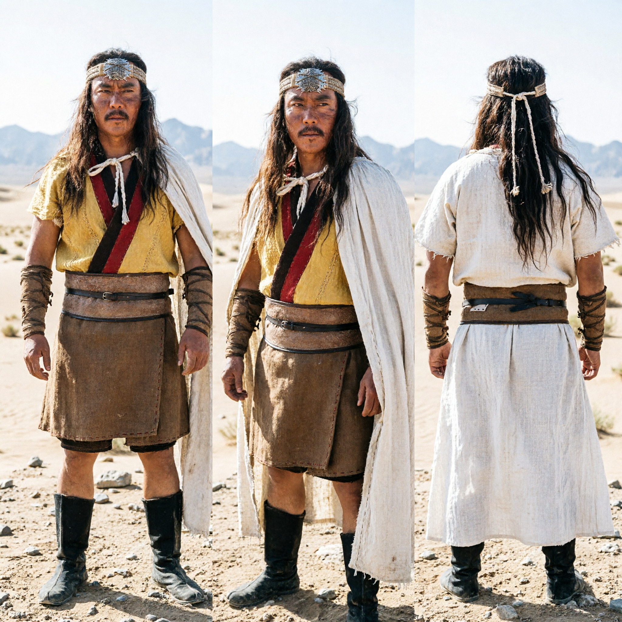 Traje de Guerreiro Nômade Antigo Chinês para Homens, Vestimenta de Cosplay Tribal Histórica para Produção de Cinema e TV - Asian Costume