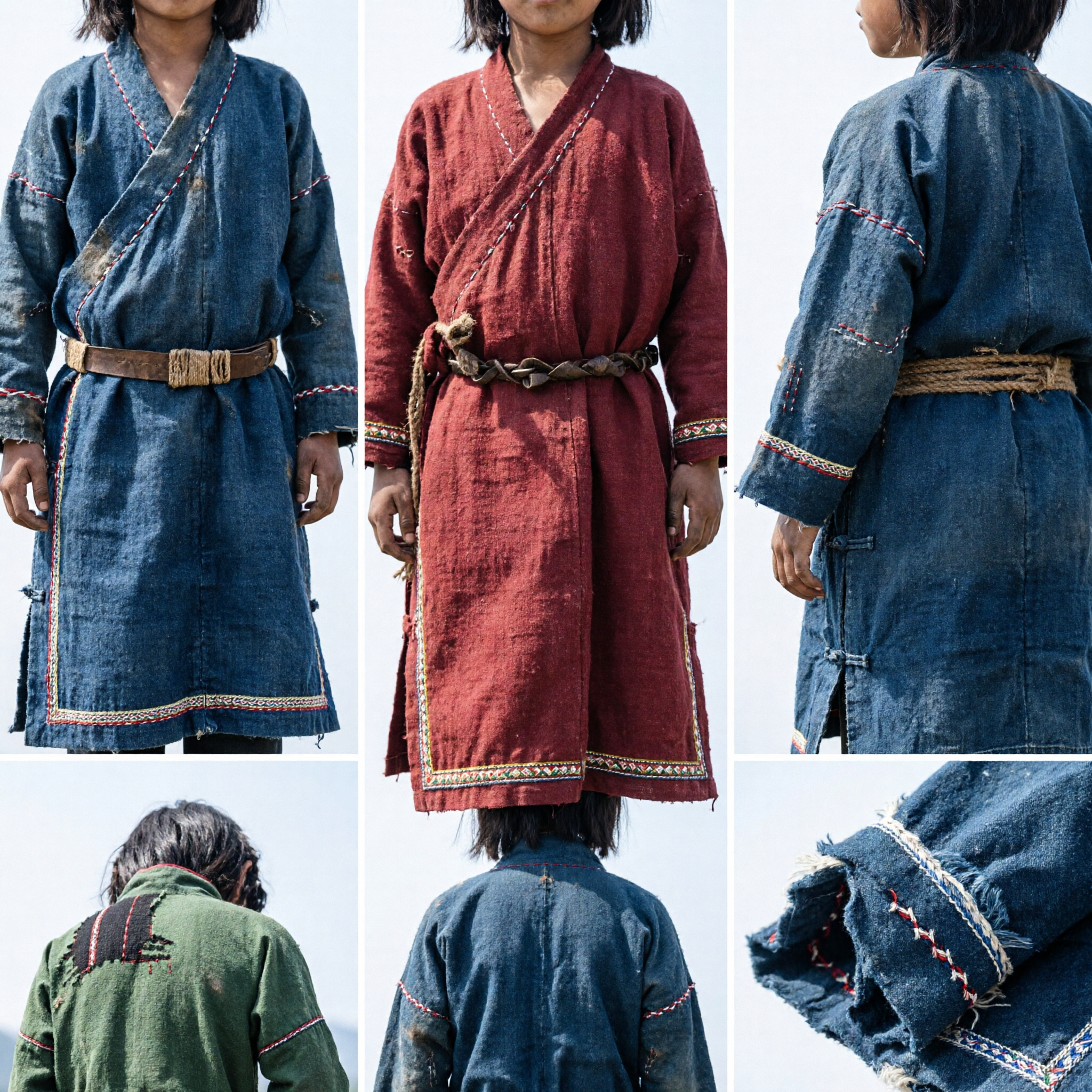 Costume d'enfant chasseur tribal primitif ancien chinois, vêtement traditionnel en chanvre pour pièce de théâtre et cosplay - Asian Costume