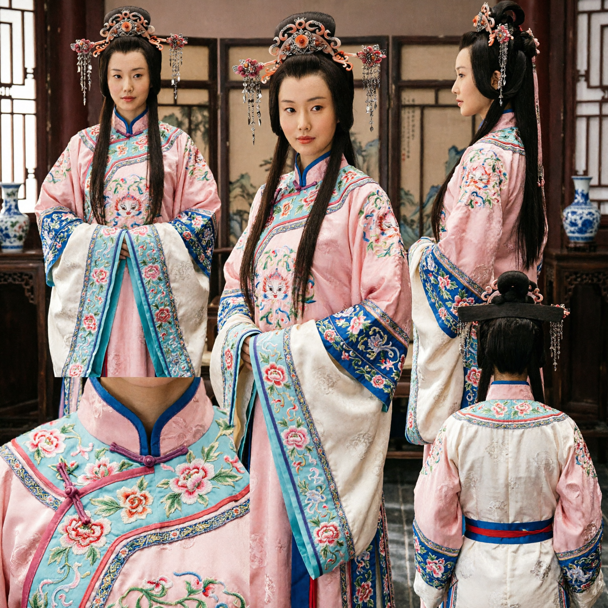 Ensemble perruque Hanfu de princesse ancienne chinoise avec coiffe ornée et glands pendants pour cosplay féminin - Asian Costume
