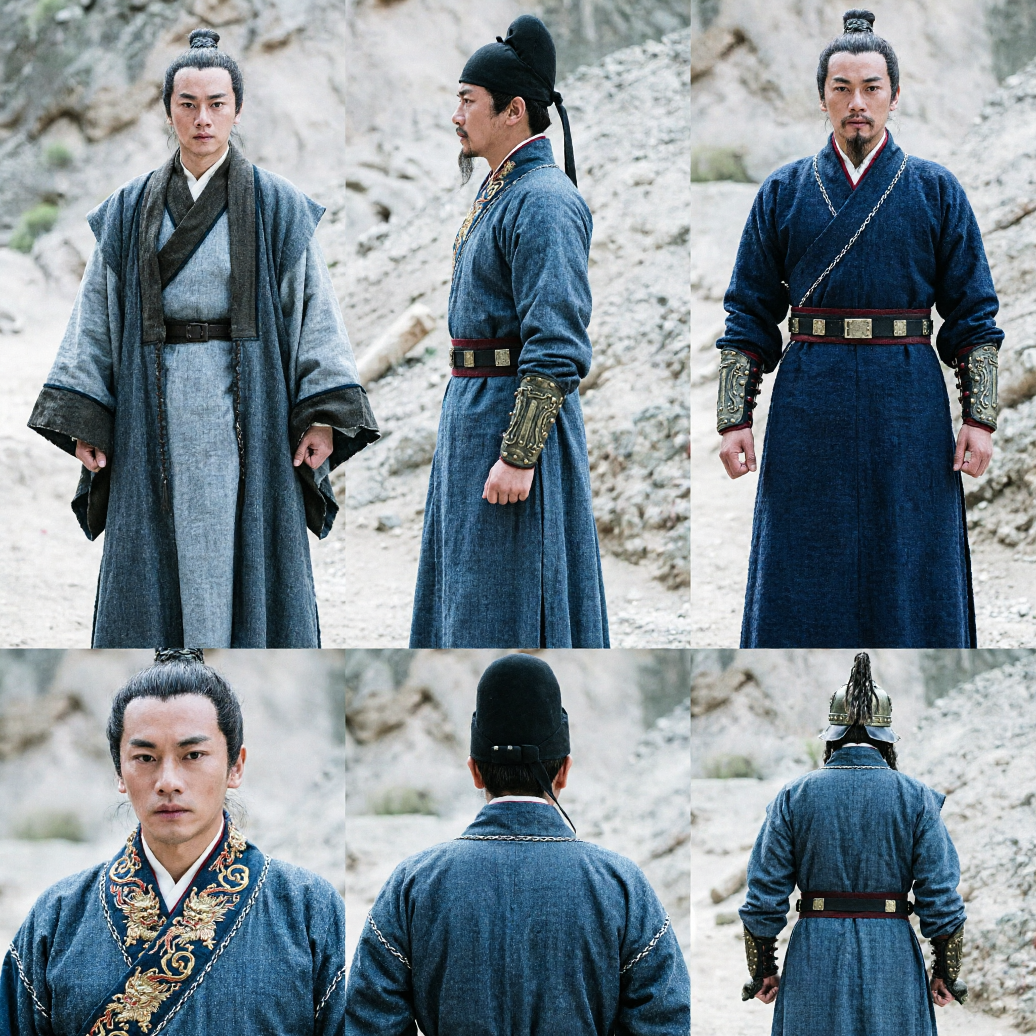 Ensemble de robe de lettré et d'armure de guerrier chinois ancien pour homme, costume Hanfu traditionnel pour cosplay et drame historique - Asian Costume