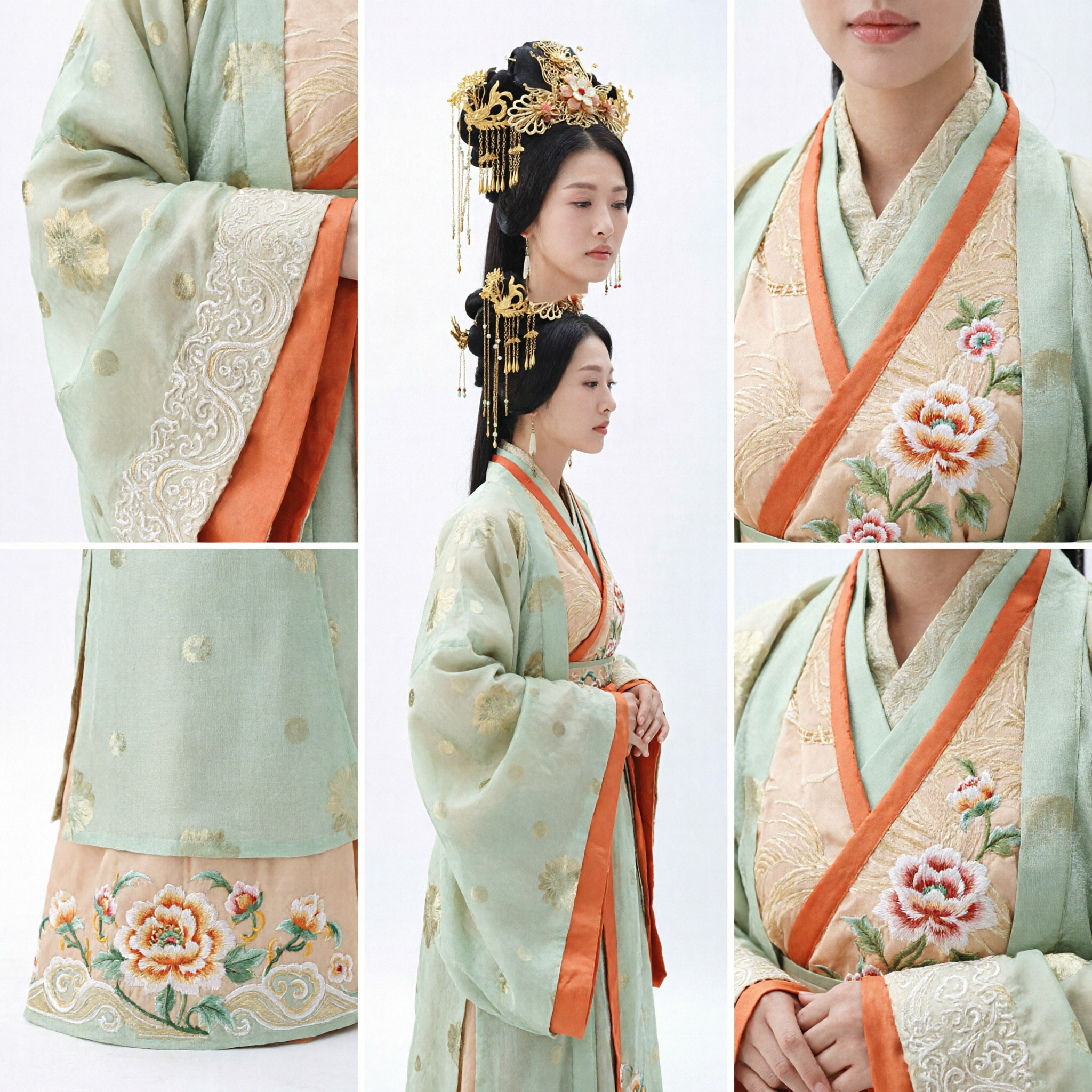 Coroa de Cabelo Antiga Chinesa Dourada com Fênix Acessórios Exquisitos para Mulheres Hanfu Cosplay de Drama Histórico - Asian Costume