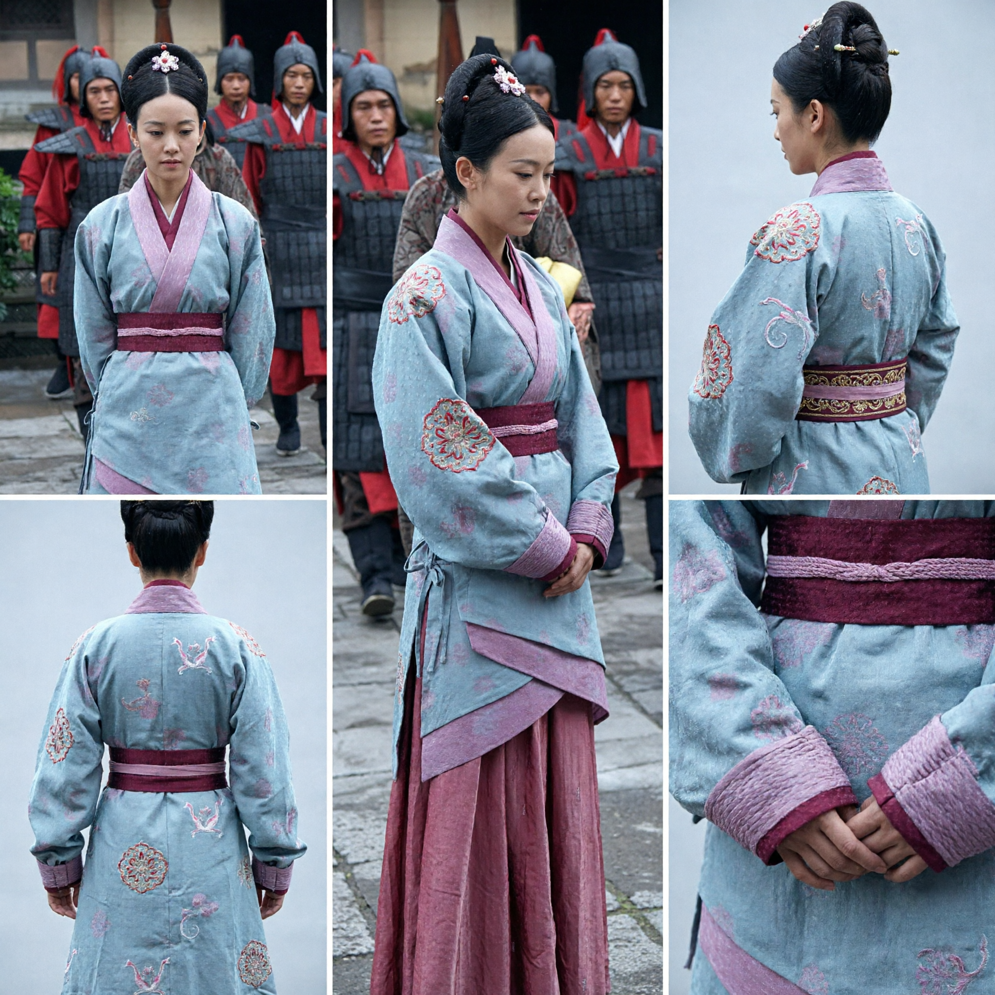 Costume Antico Cinese Hanfu per Donne, Veste Tradizionale Blu e Rosa, Abbigliamento per Cosplay di Drammi Storici - Asian Costume