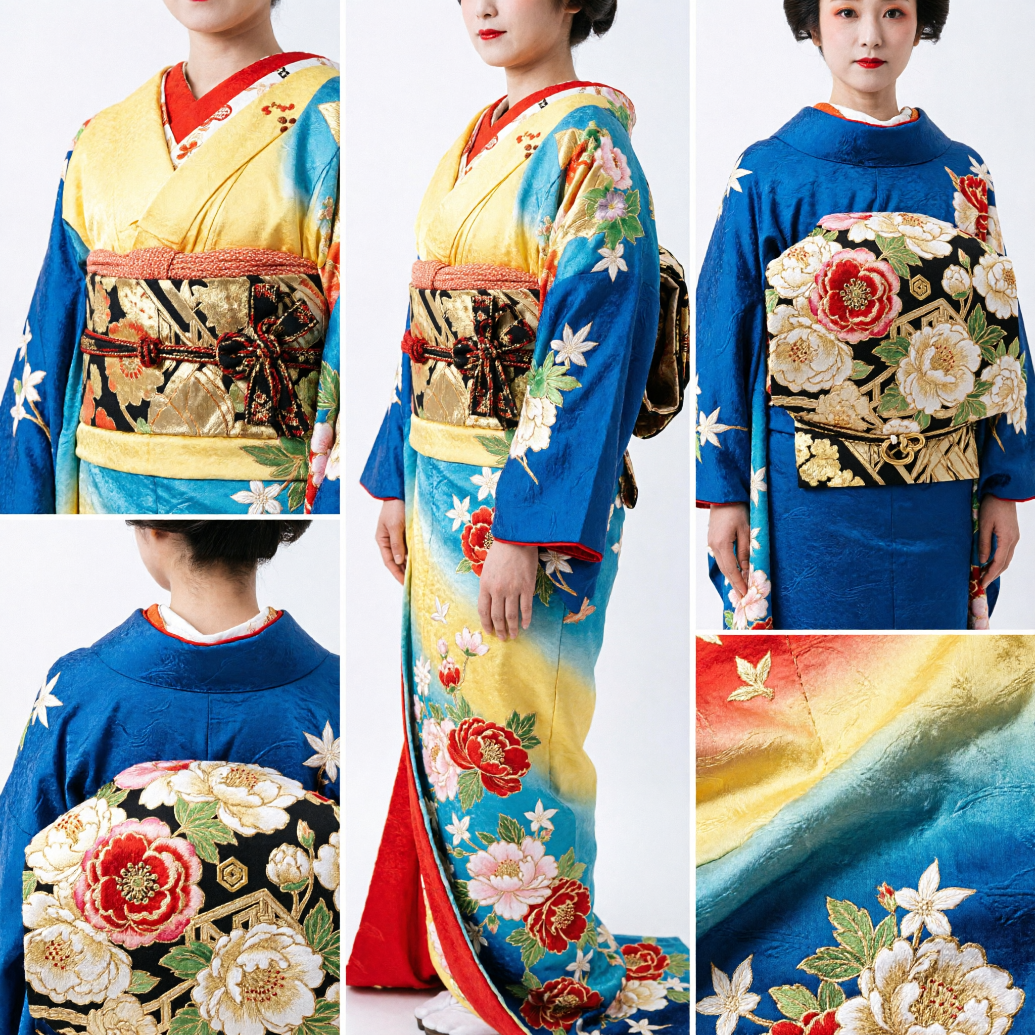 زي كيمونو أويران ياباني تقليدي مع باروكة مفصلة وإكليل كانزاشي للنساء للعروض المسرحية - Asian Costume