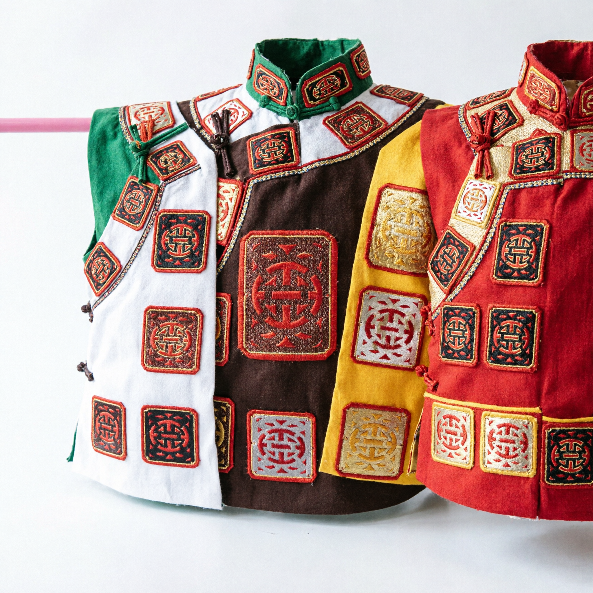 Traditioneller chinesischer Wushu-Gürtel-Set, fünf Farben Metallplaketten für Löwentanz und Kampfkunstaufführung - Asian Costume