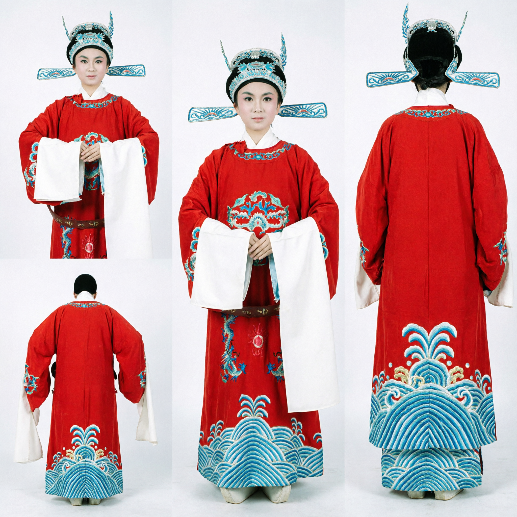 전통 중국 베이징 오페라 빨간색 용 로브 물소매 여성 무대 공연용 - Asian Costume
