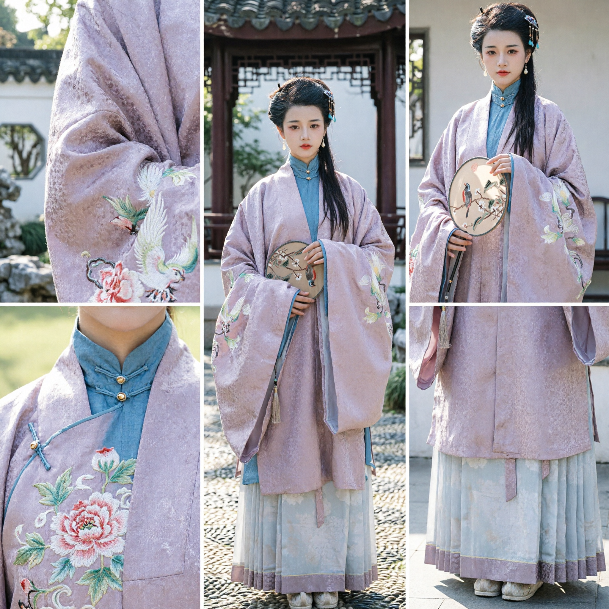 Elegantes Lila Hanfu Traditionelles Chinesisches Antikes Kostüm für Frauen Vollständiges Gesticktes Robe- und Rock-Set für Cosplay - Asian Costume