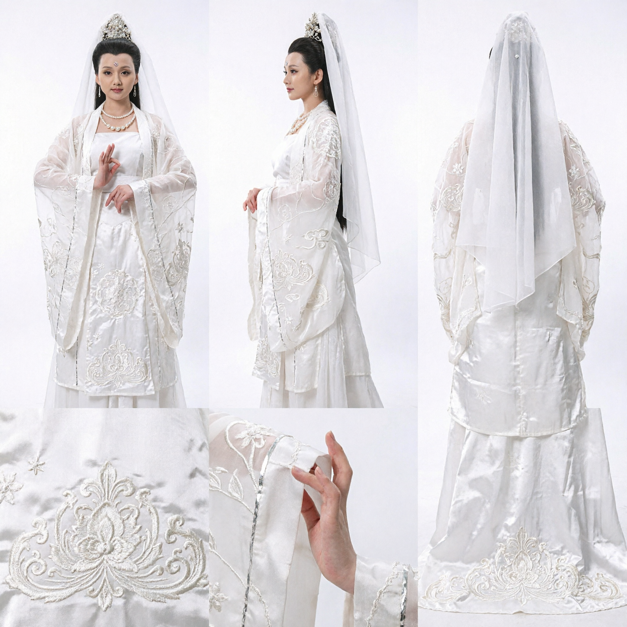 Costume élégant de la déesse Guanyin blanche - Robe bouddhiste traditionnelle chinoise pour femmes pour performances scéniques et cosplay - Asian Costume