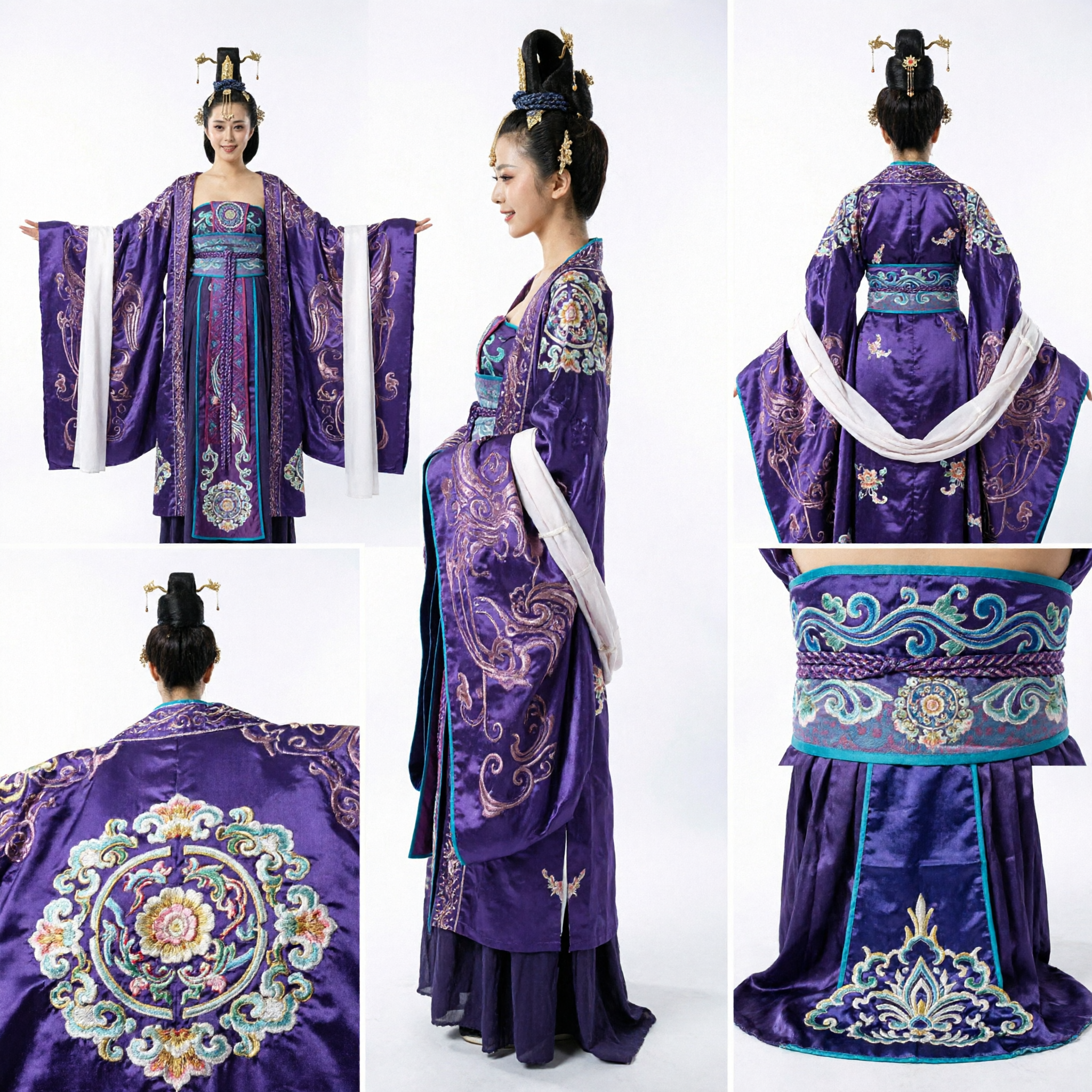 Traditionelles chinesisches Tang-Dynastie Prinzessinnen-Kostüm Lila Hanfu-Kleid für Frauen Historisches Cosplay Bühnenauftritt - Asian Costume
