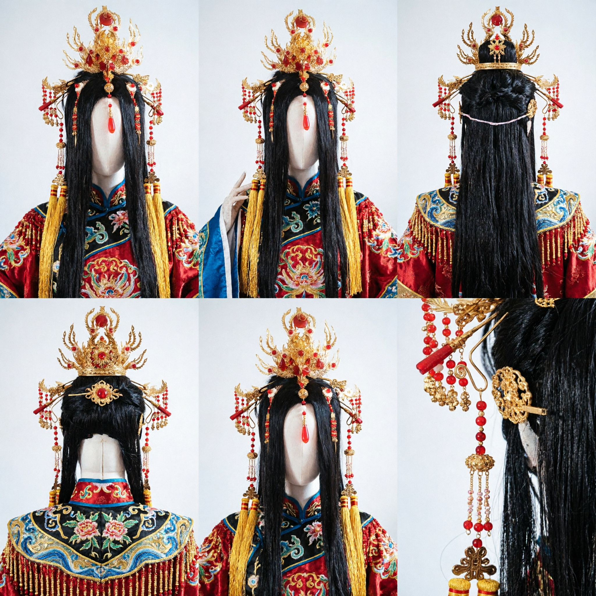 Traditionelle chinesische Phönix-Kronen-Haarschmuck Antiker Palast-Goldkopfschmuck für Hanfu-Hochzeitsbraut-Cosplay - Asian Costume