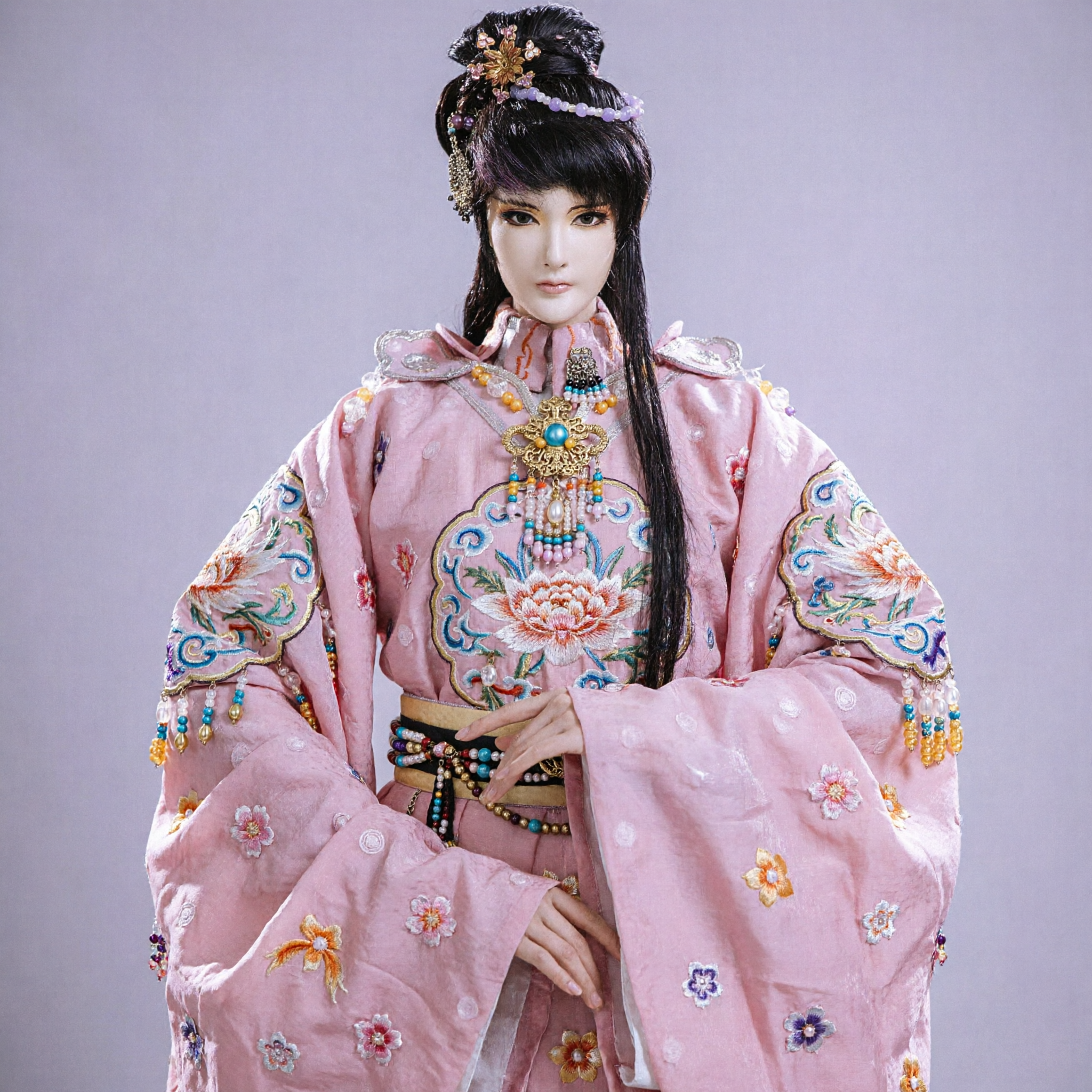Tradycyjny starożytny styl peruki i biżuterii do włosów komplet dla lalek BJD, akcesoria do kostiumu Hanfu i cosplayu - Asian Costume