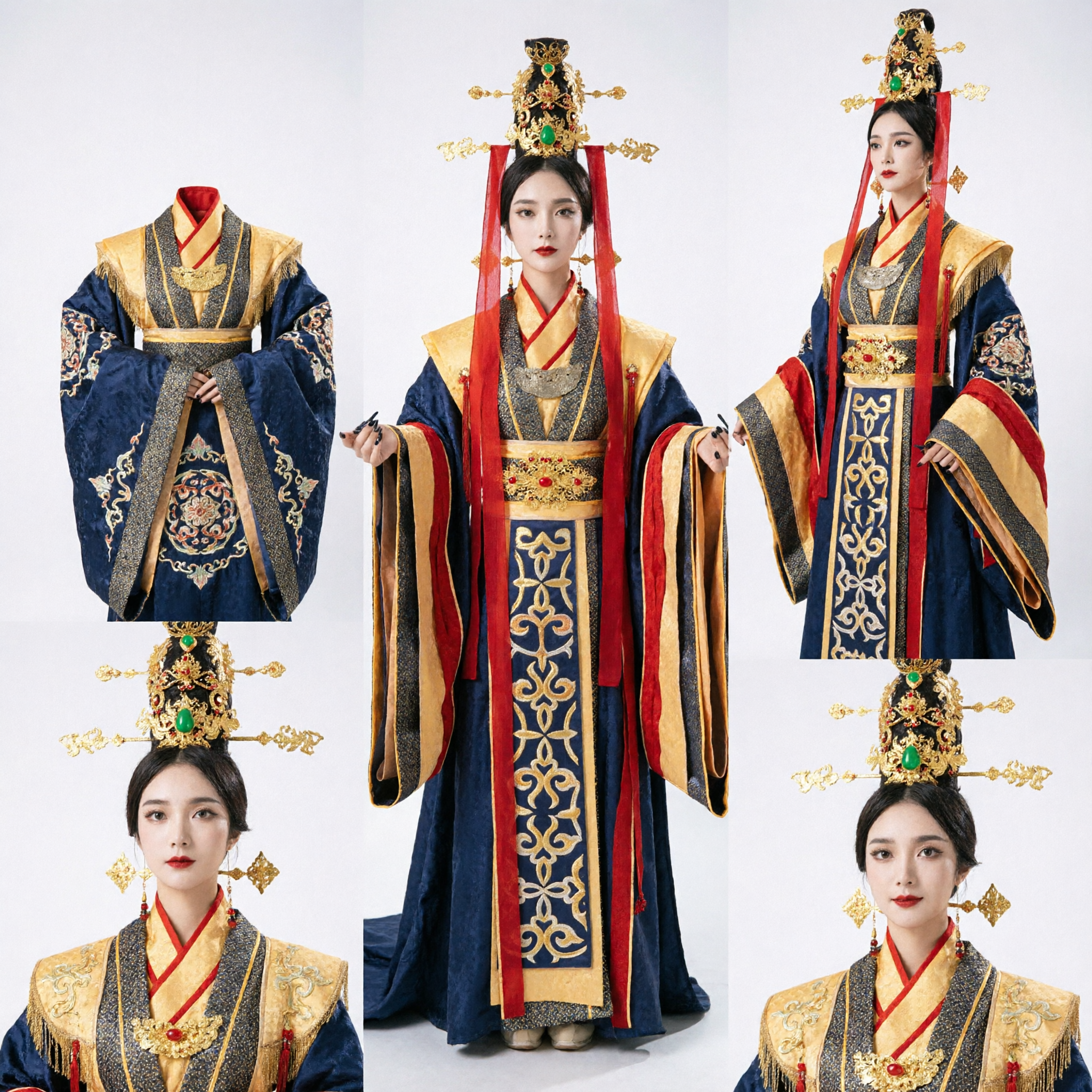 Ancient Chinese Hanfu Costume Black and Gold Imperial Empress Robe for Women Stage Performance Cosplay - Asian Costume
