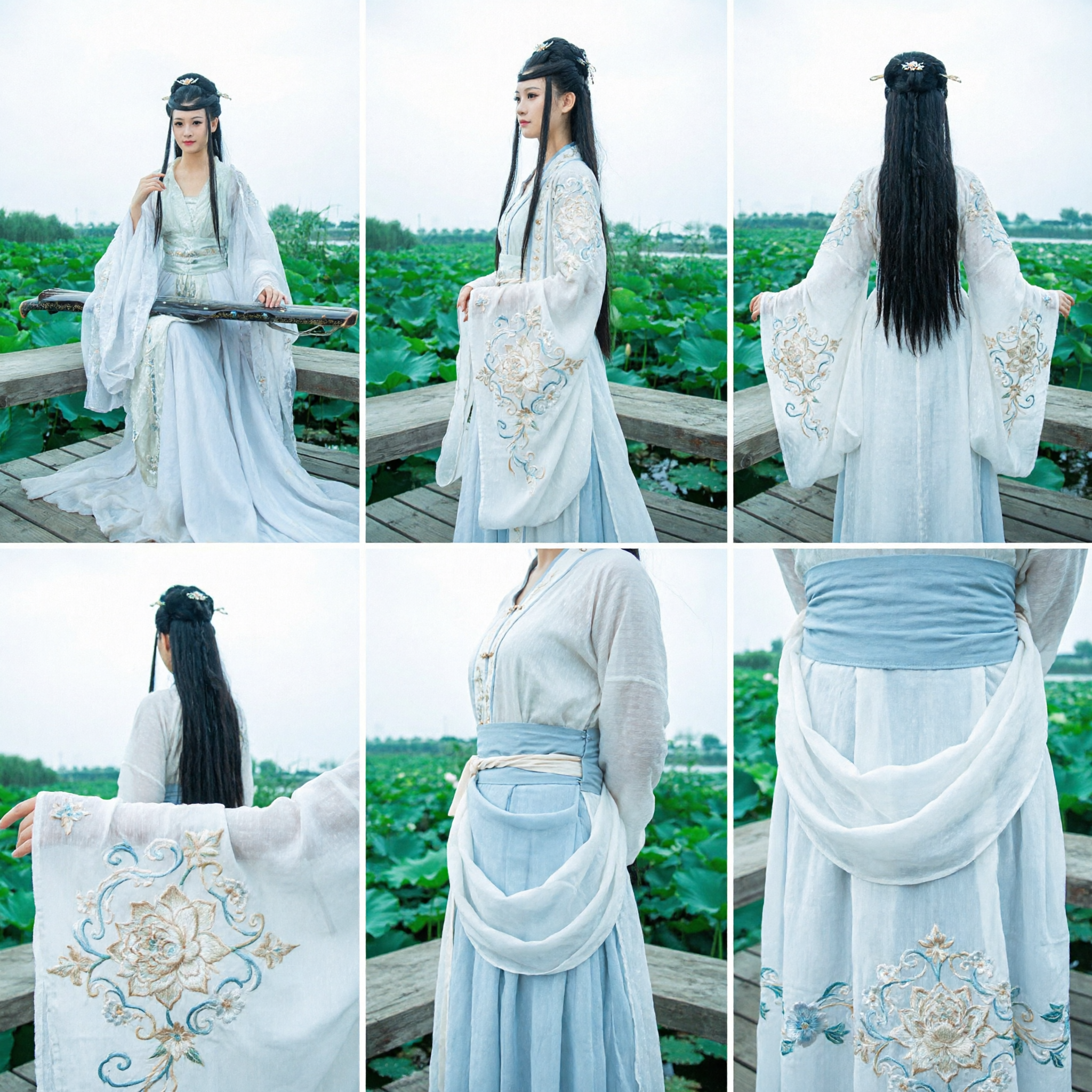 Hanfu chinois blanc élégant, costume traditionnel pour femmes, robe de fée ancienne, tenue de cosplay Wuxia pour spectacle - Asian Costume