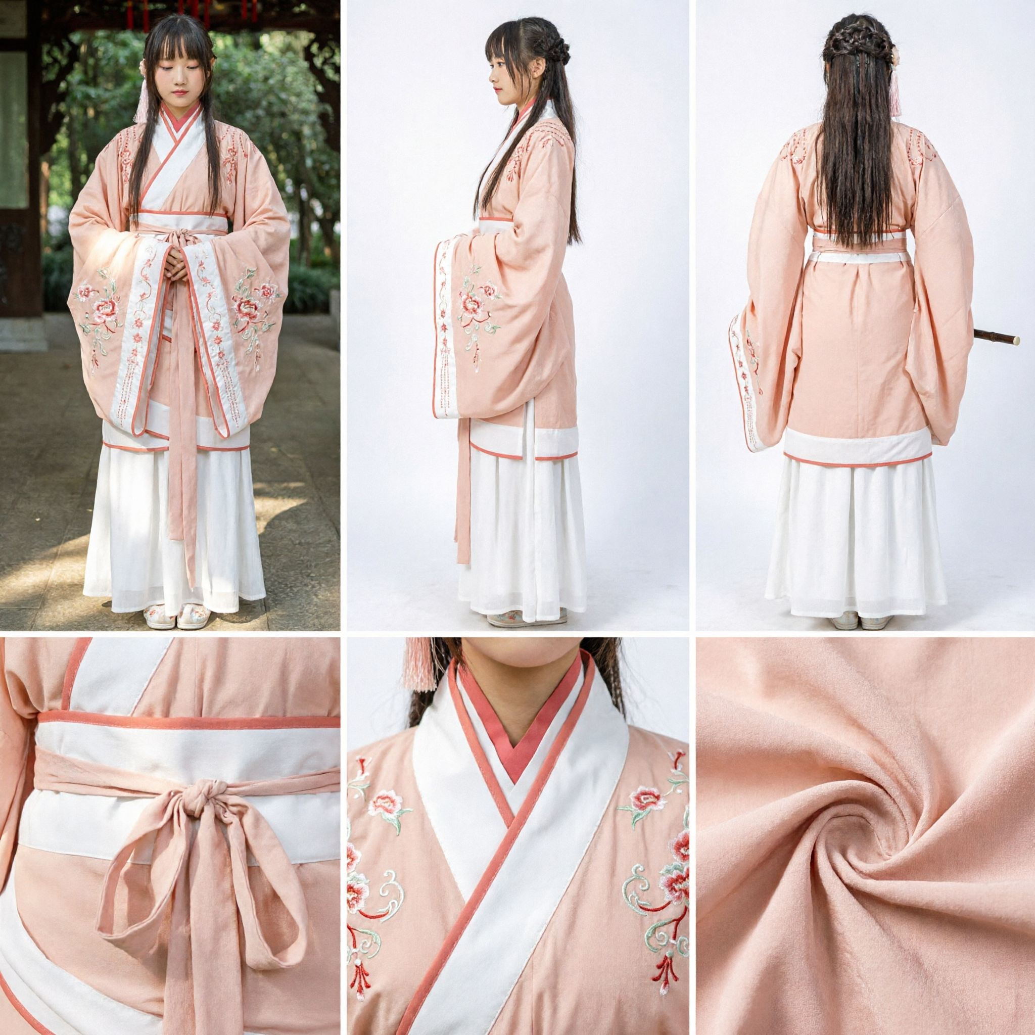 Elegant Traditioneel Chinees Hanfu Kostuum Perzik Geborduurde Wijdmouw Oude Jurk voor Vrouwen Cosplay - Asian Costume
