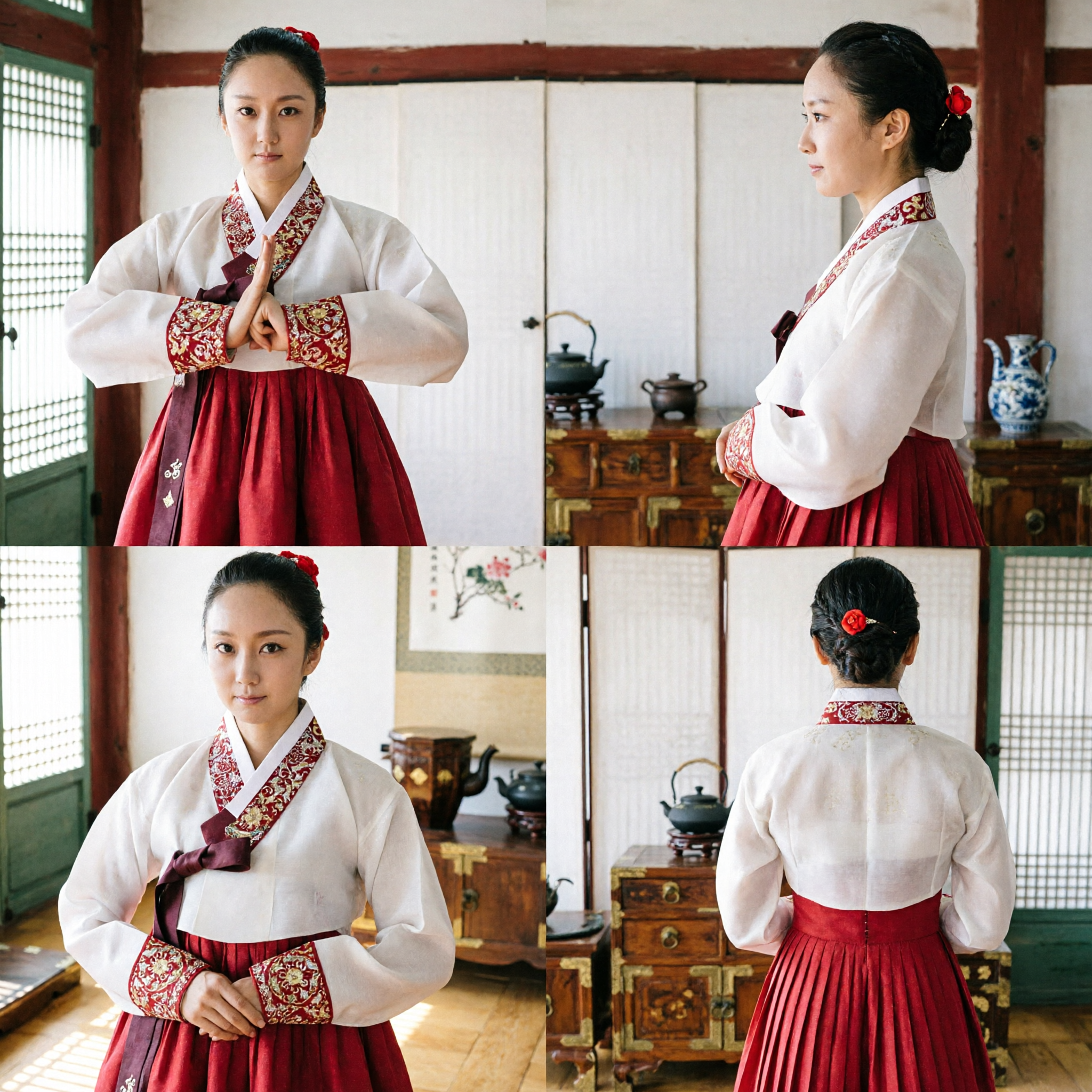 Traditional Chinese Hanfu Costume Women Red White Embroidered Top Pleated Skirt Martial Arts Performance Set - Asian Costume