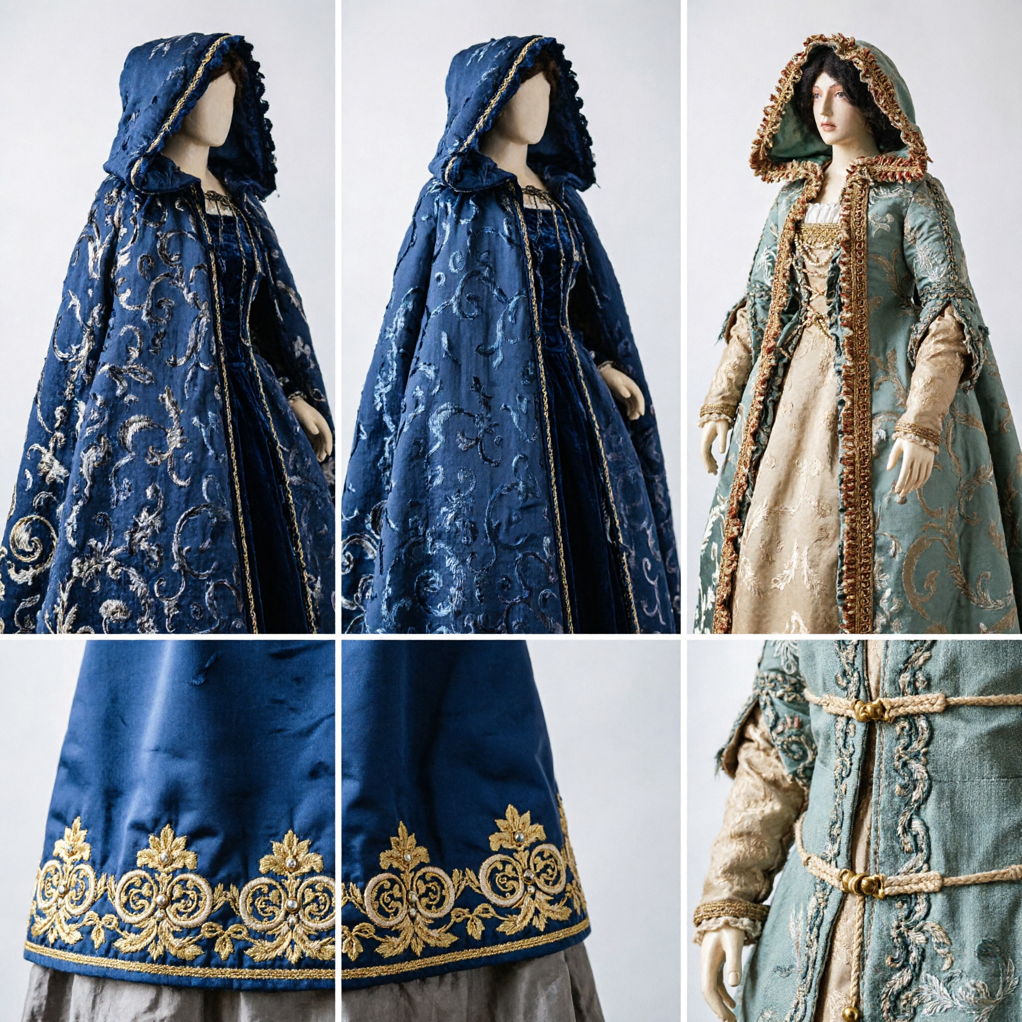 Cape à capuche élégante en velours médiéval de la Renaissance pour femmes, pour cosplay fantastique, GN et Halloween - Asian Costume