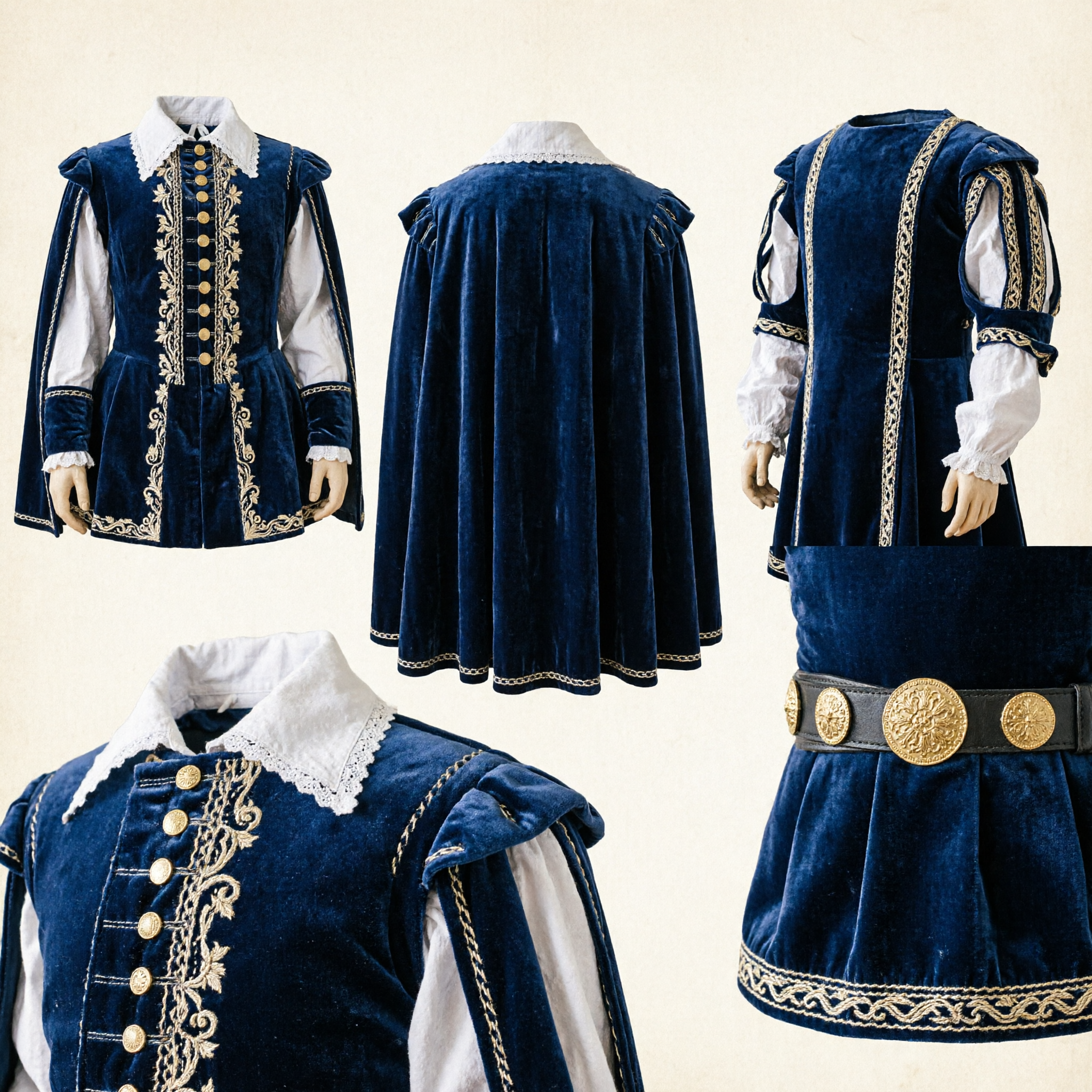 Costume da Re Enrico VIII Rinascimentale per Uomini, Abito da Nobile Tudor Nero per Cosplay Storico e Feste di Halloween - Asian Costume