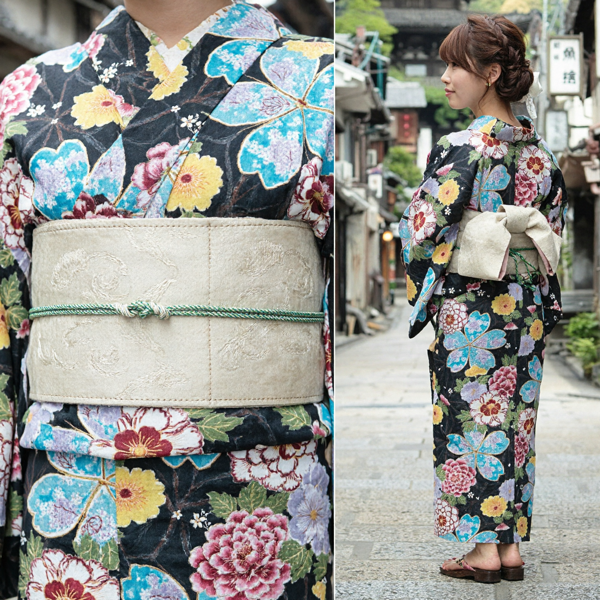 Elegant Traditional Japanese Kimono for Women Floral Butterfly Print Yukata Dress for Festival Cosplay - Asian Costume