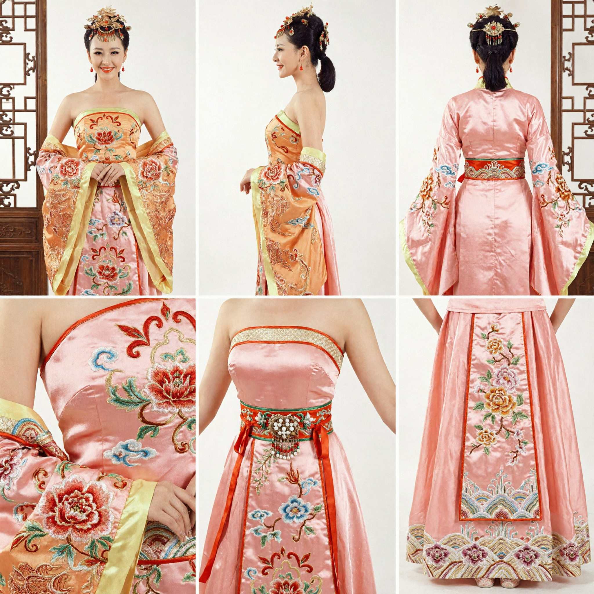 Costume d'impératrice chinoise ancienne traditionnelle, robe de mariée Hanfu jaune brodée pour femmes, pour spectacle sur scène - Asian Costume