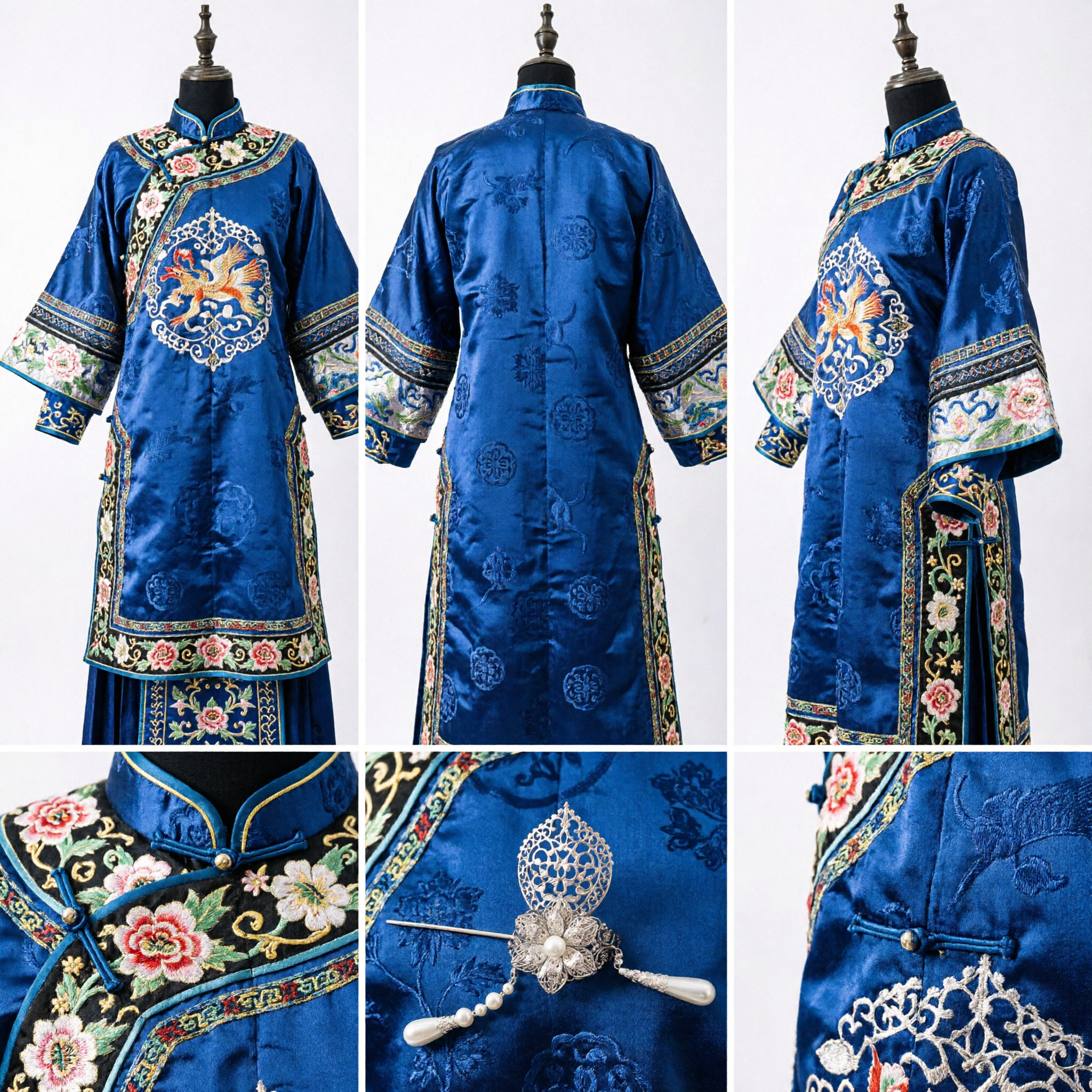 Épingle à cheveux en filigrane d'argent traditionnelle chinoise, accessoire Hanfu, bâtonnet capillaire style ancien avec manche blanc pour femmes - Asian Costume