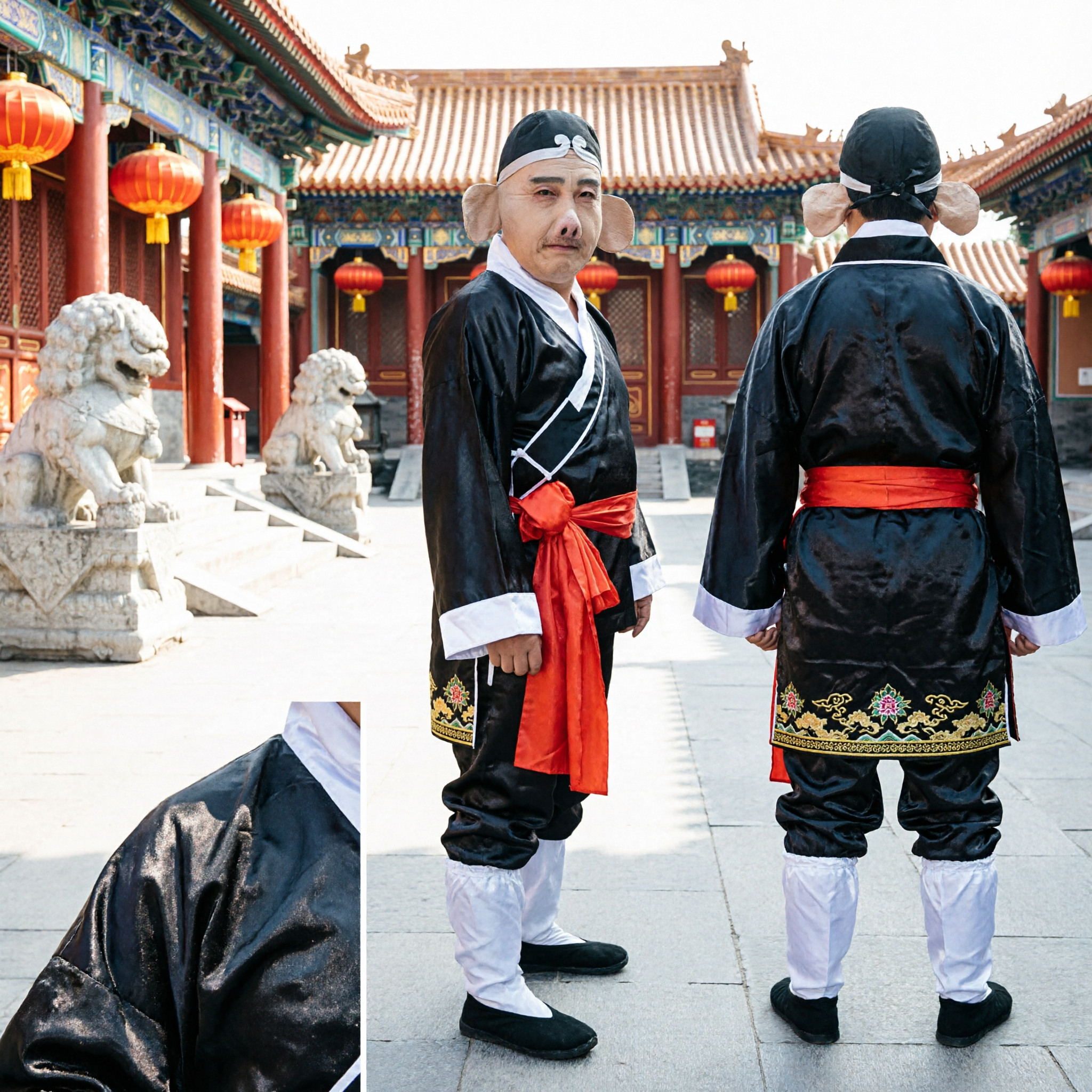 Costume per Adulti di Zhu Bajie, Cosplay Tradizionale Cinese del 'Viaggio in Occidente' con Maschera e Rastrello - Asian Costume