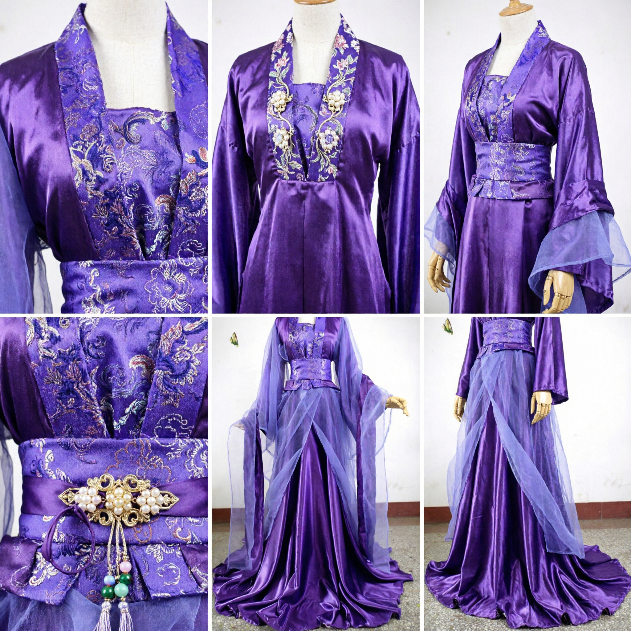 Paarse Traditionele Chinese Hanfu Jurk Oud Fee Kostuum voor Vrouwen Cosplay Podium Optreden - Asian Costume