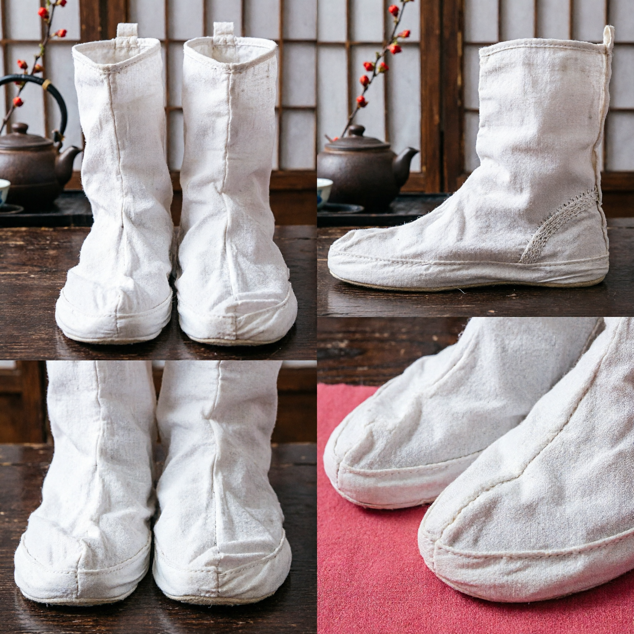 Botas Tradicionales Chinas de Tela Blanca de Caña Alta, Calzado para Traje Hanfu de Kung Fu y Artes Marciales para Hombres - Asian Costume