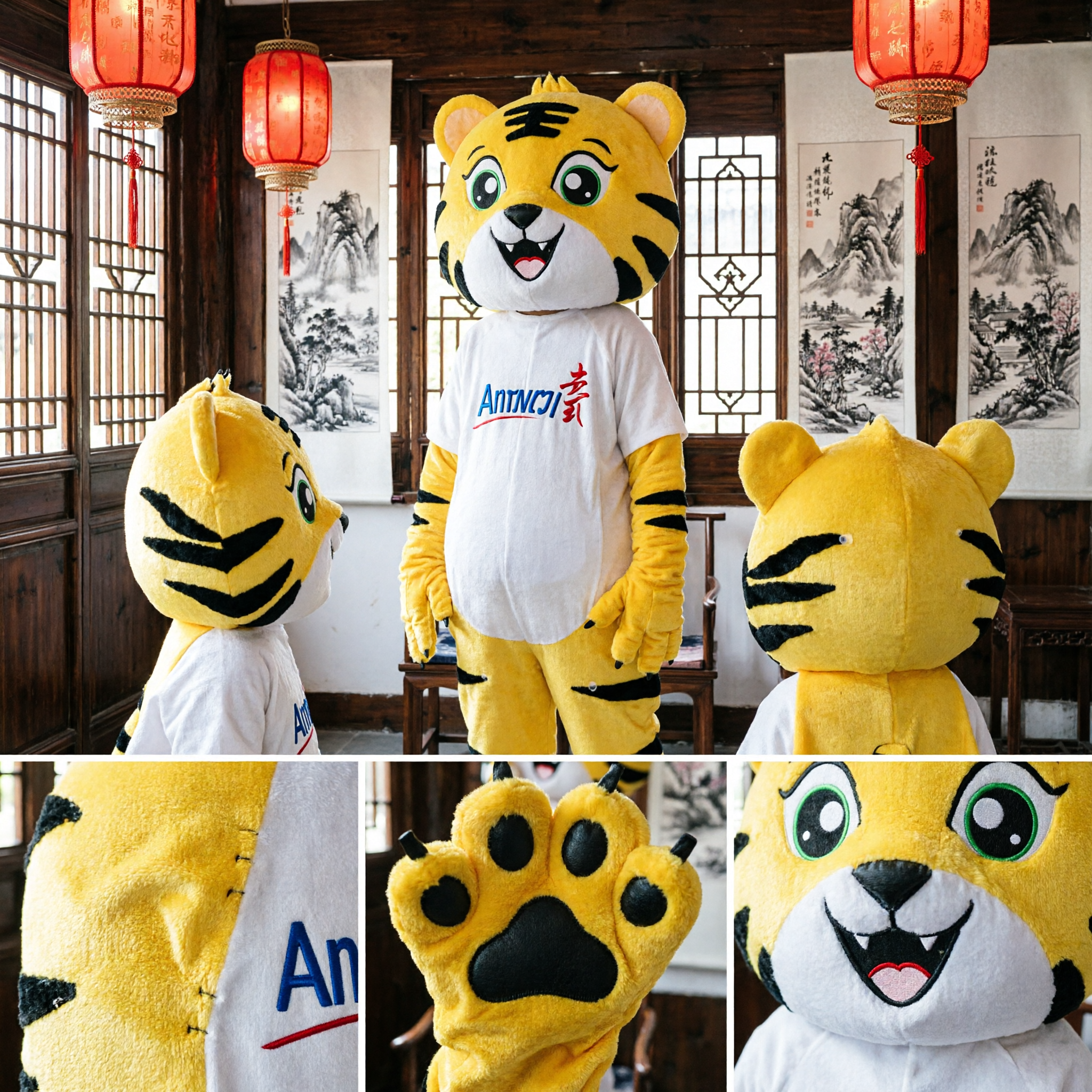Traje de Mascota de Tigre Amarillo Tamaño Adulto Disfraz de Personaje de Peluche para Fiestas, Eventos, Desfiles y Promociones - Asian Costume