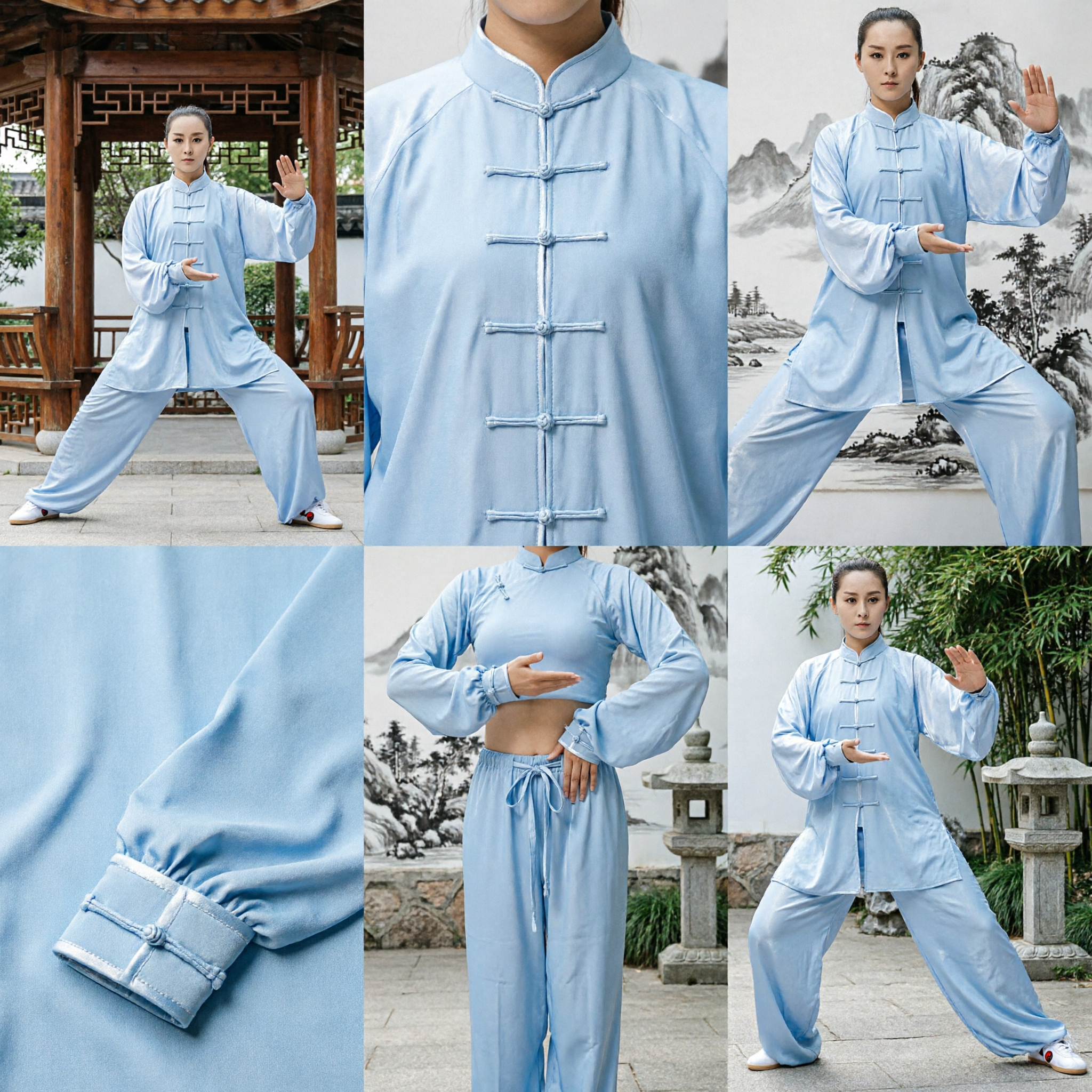Vrouwen Lichtblauw Traditionele Chinese Kung Fu Tai Chi Uniform Zijde Martial Arts Pak voor Optreden - Asian Costume
