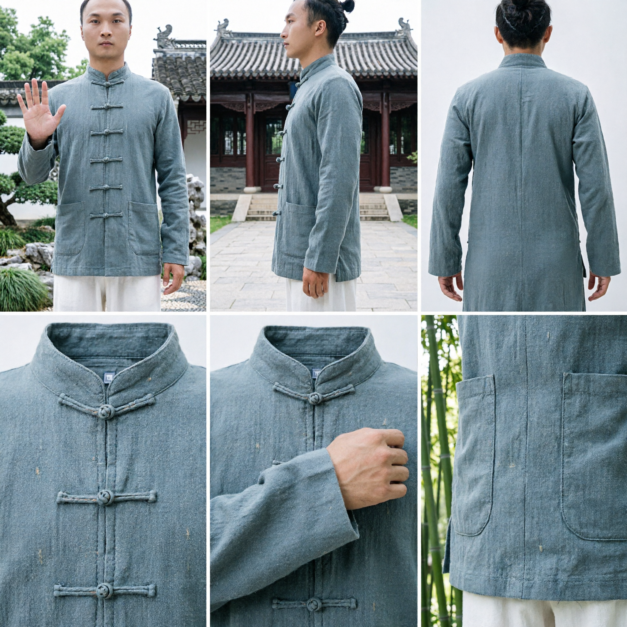 Ensemble d'uniforme de Tai Chi et Kung Fu traditionnel chinois pour hommes, manteau à capuche Tang Suit pour vêtements d'arts martiaux - Asian Costume