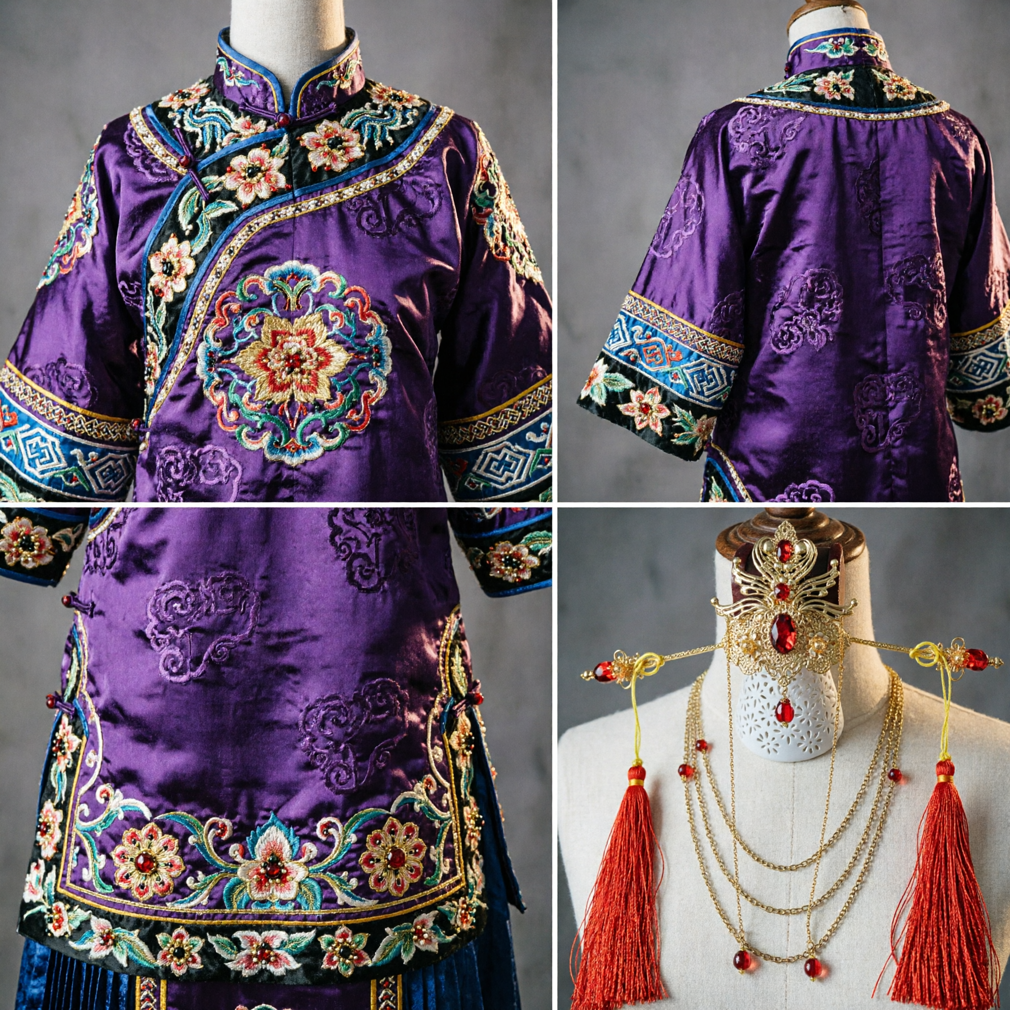 Изысканный аксессуар для волос в стиле эпохи Тан, золотая корона-феникс с красными кистями для свадебного костюма невесты в Ханфу - Asian Costume