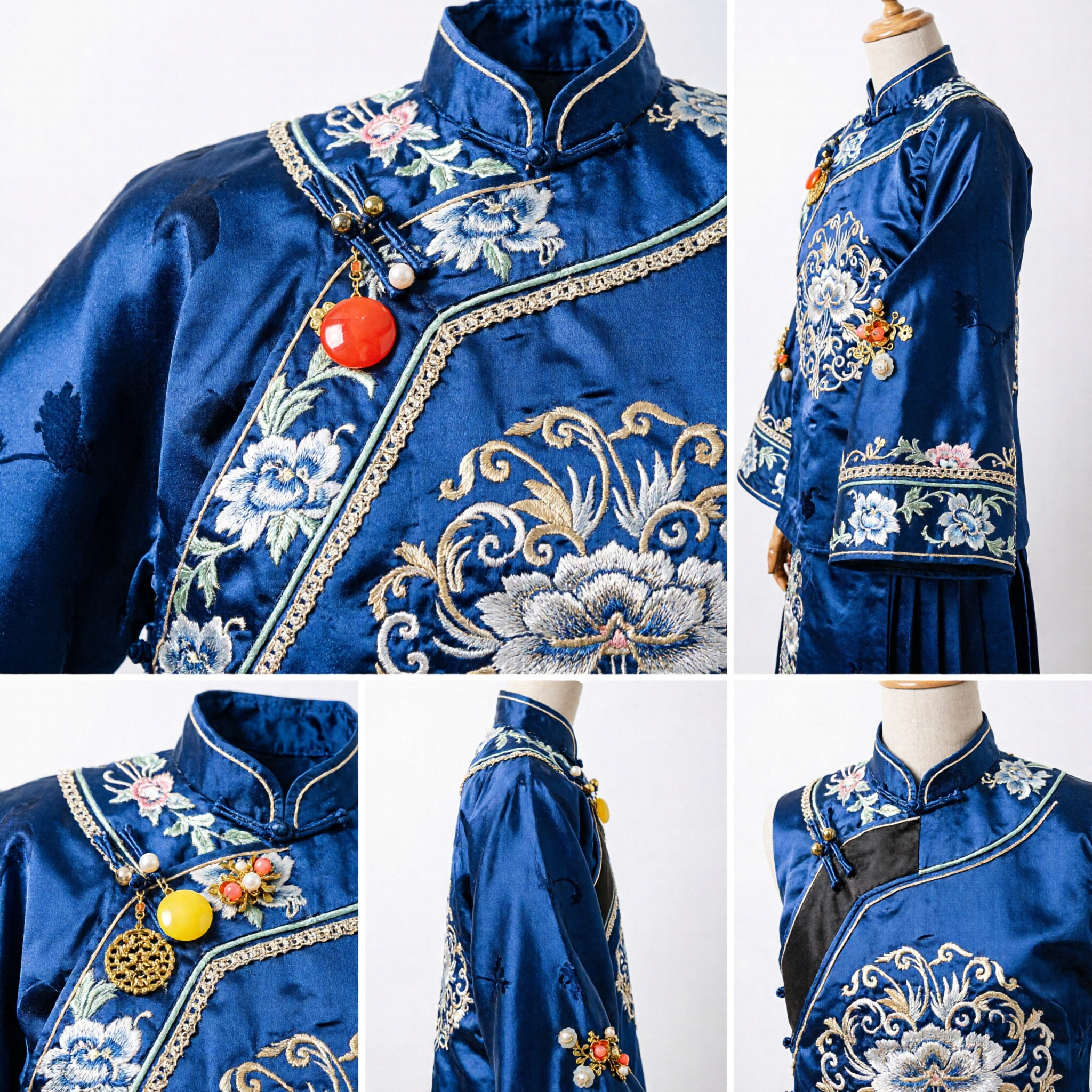 إكسسوارات شعر الهانفو الصينية التقليدية - دبابيس شعر زهرية ذهبية منقوشة مع لآلئ ومرجان لعروس الزفاف - Asian Costume