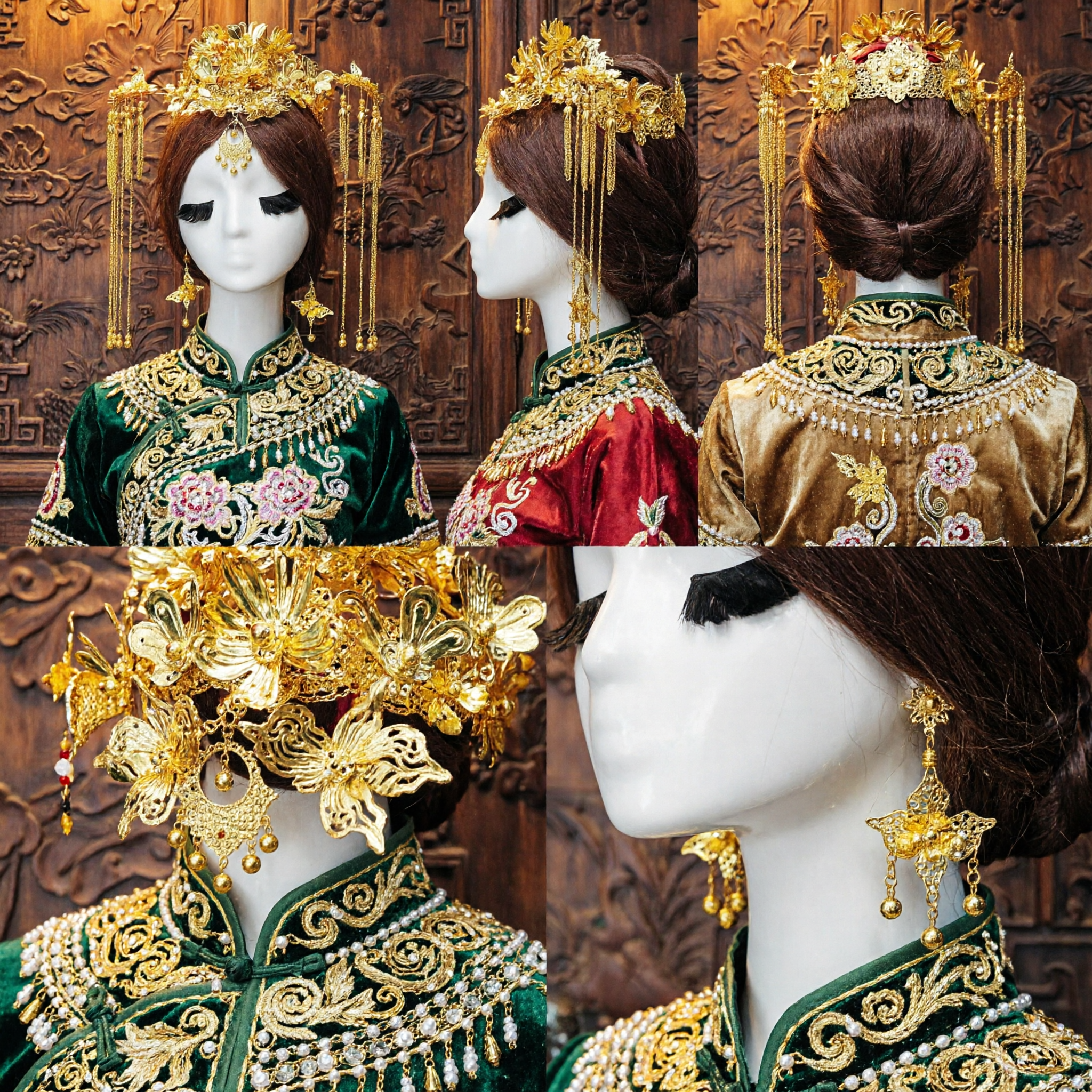 Corona Nupcial Fénix Dorado Tradicional China con Borlas Largas para Accesorios de Cabello de Novia Hanfu - Asian Costume