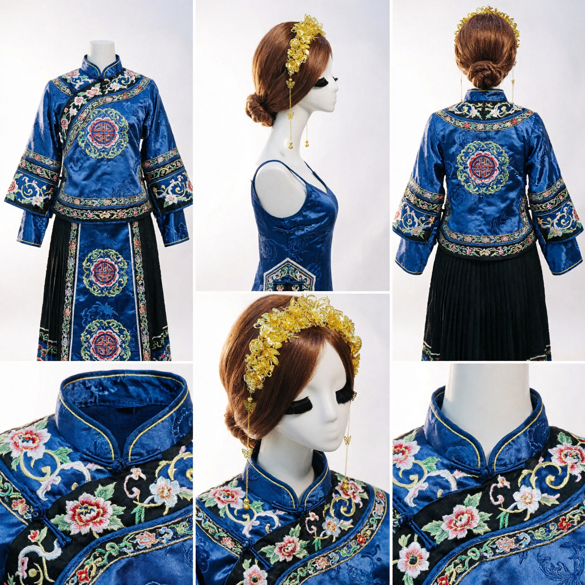 Изысканная золотая цветочная корона для волос, традиционный китайский свадебный головной убор невесты в ханьфу, ювелирный аксессуар - Asian Costume