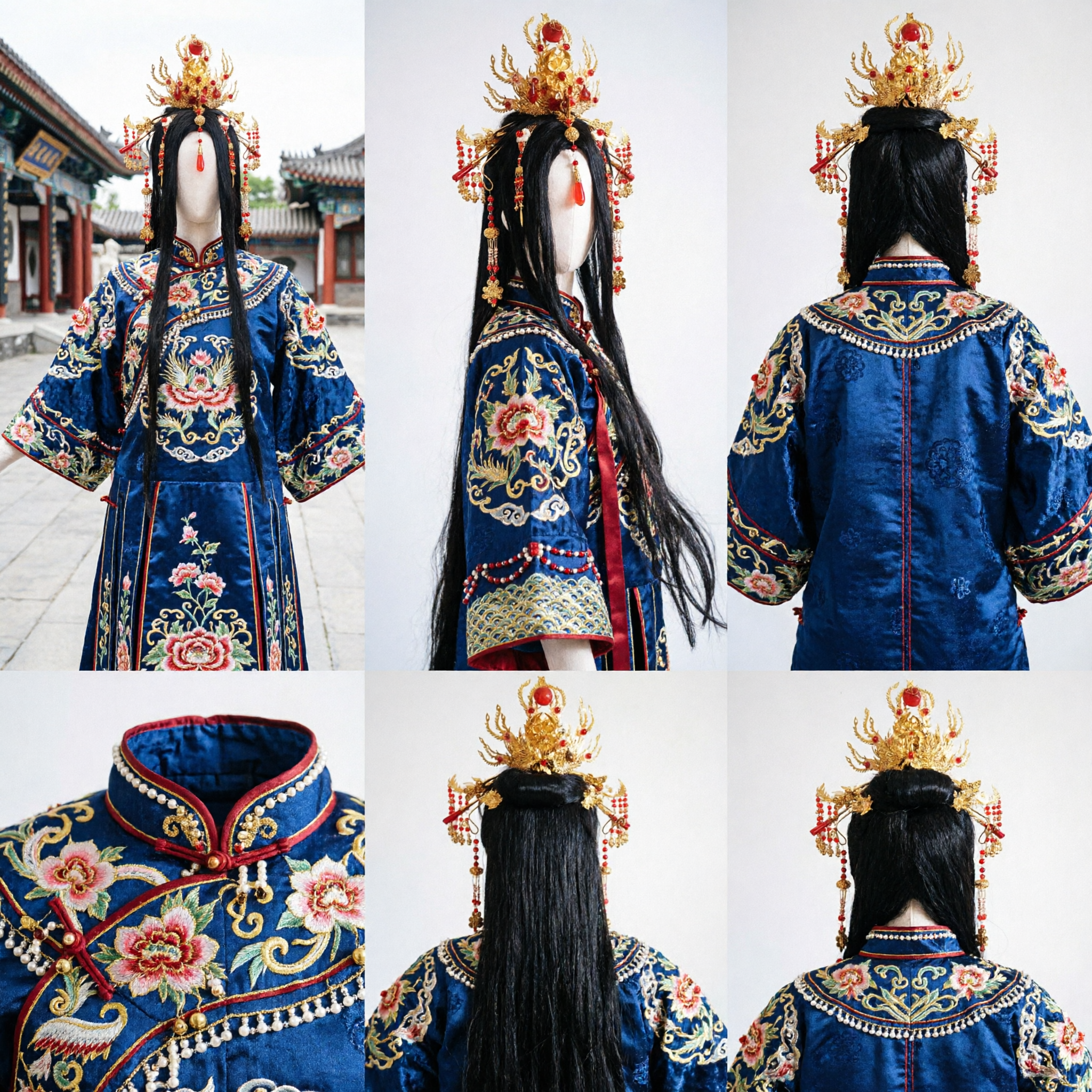 精巧 伝統中国 金鳳凰冠 ヘッドドレス 古代花嫁ヘアアクセサリー 結婚式 Hanfu 用 - Asian Costume