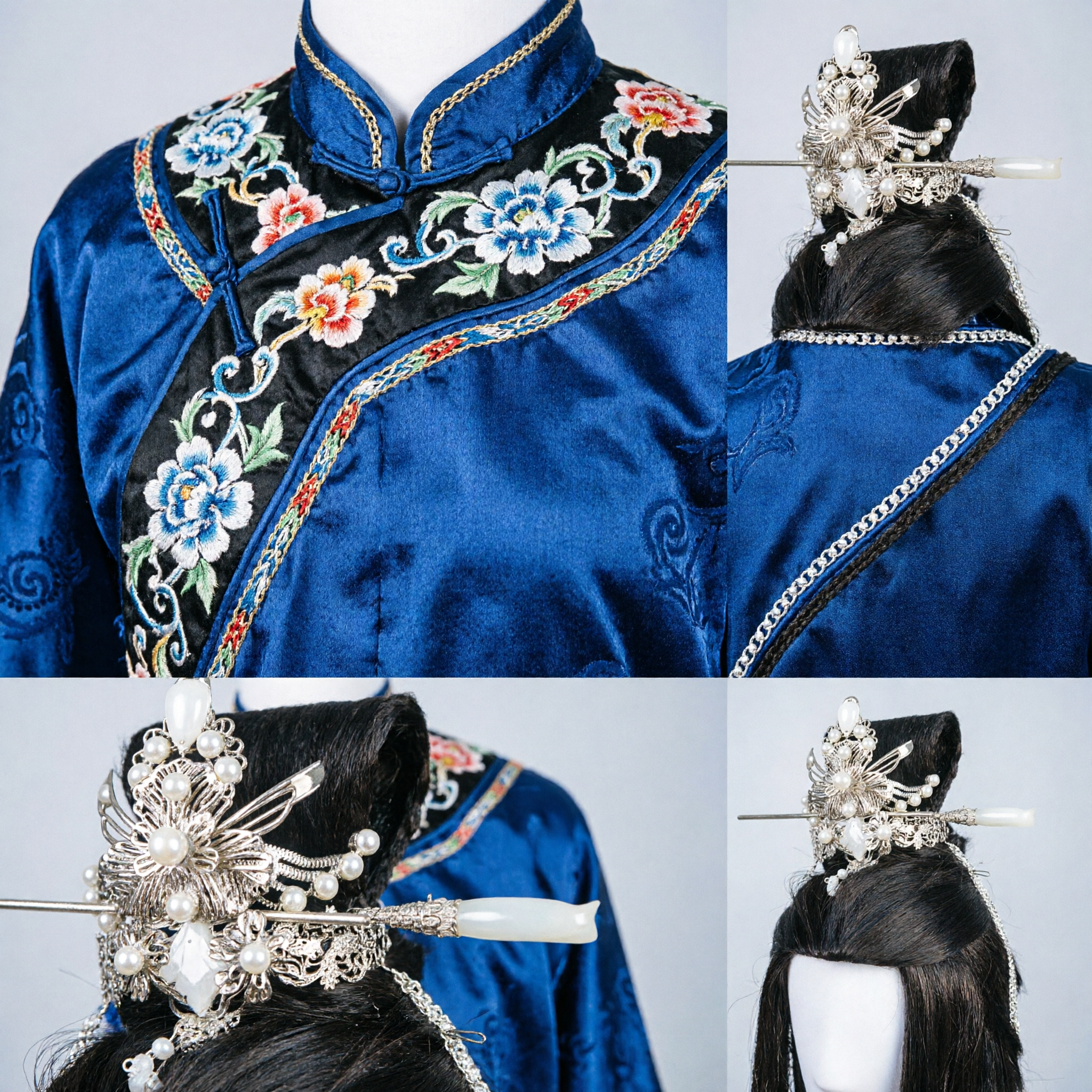 精巧 伝統中国 簪 花柄真珠 ヘアスティック 古代スタイル Hanfu ヘッドウェアアクセサリー 女性用 - Asian Costume