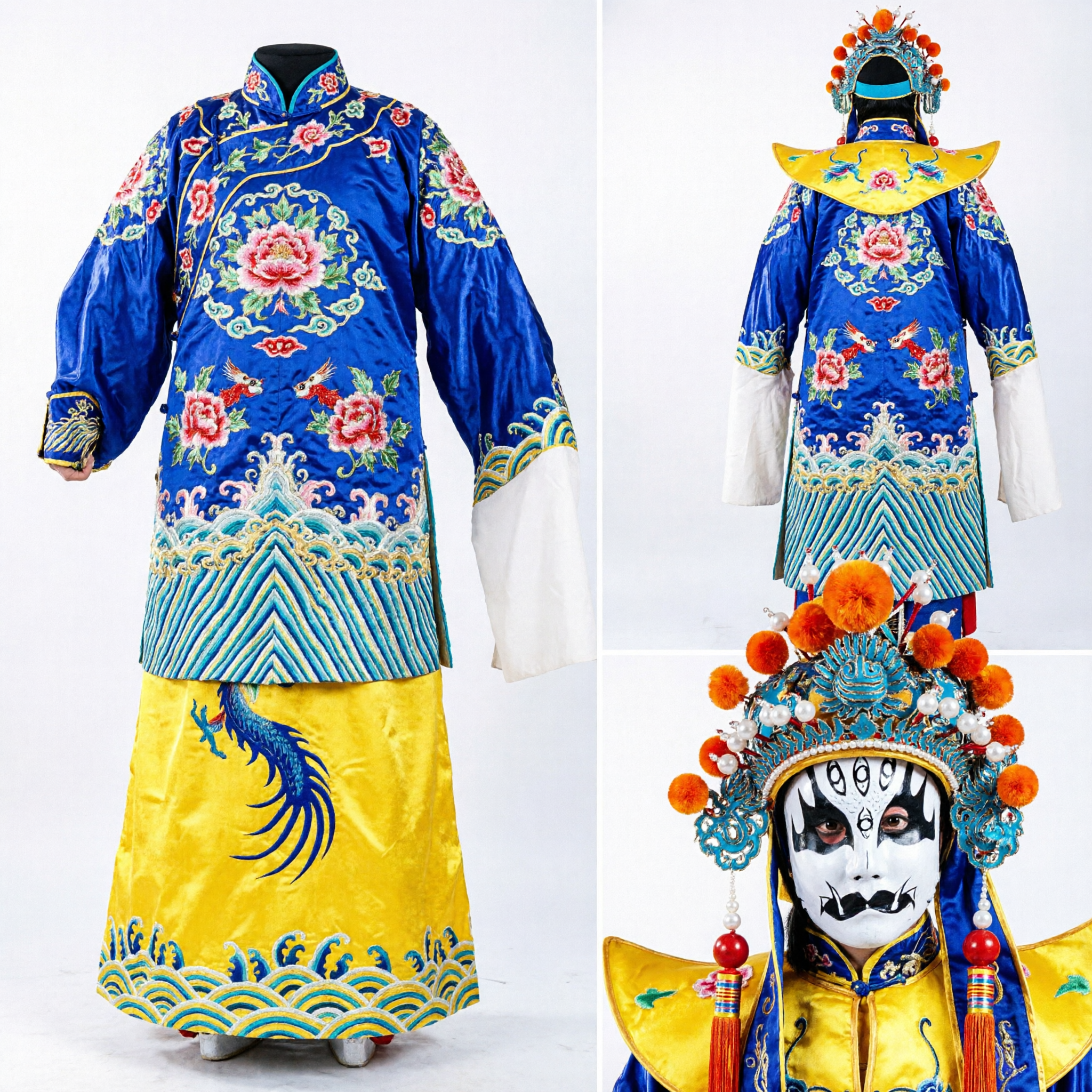 Costume per Cambio Volto dell'Opera del Sichuan Cinese Tradizionale Veste del Drago Gialla con Copricapo per Uomini per Spettacoli - Asian Costume